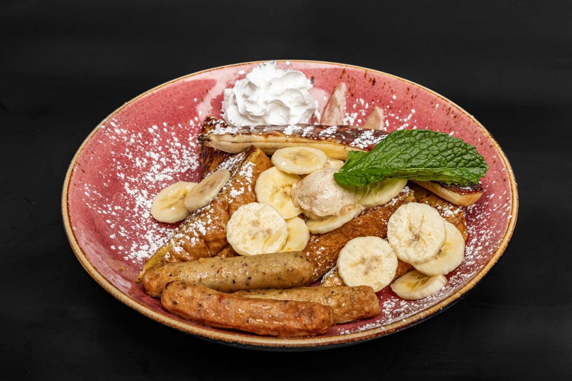 Banana Fosters French Toast & Sausage *