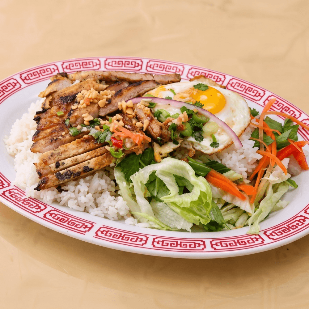 Grilled Lemongrass Pork Chop Rice Plate