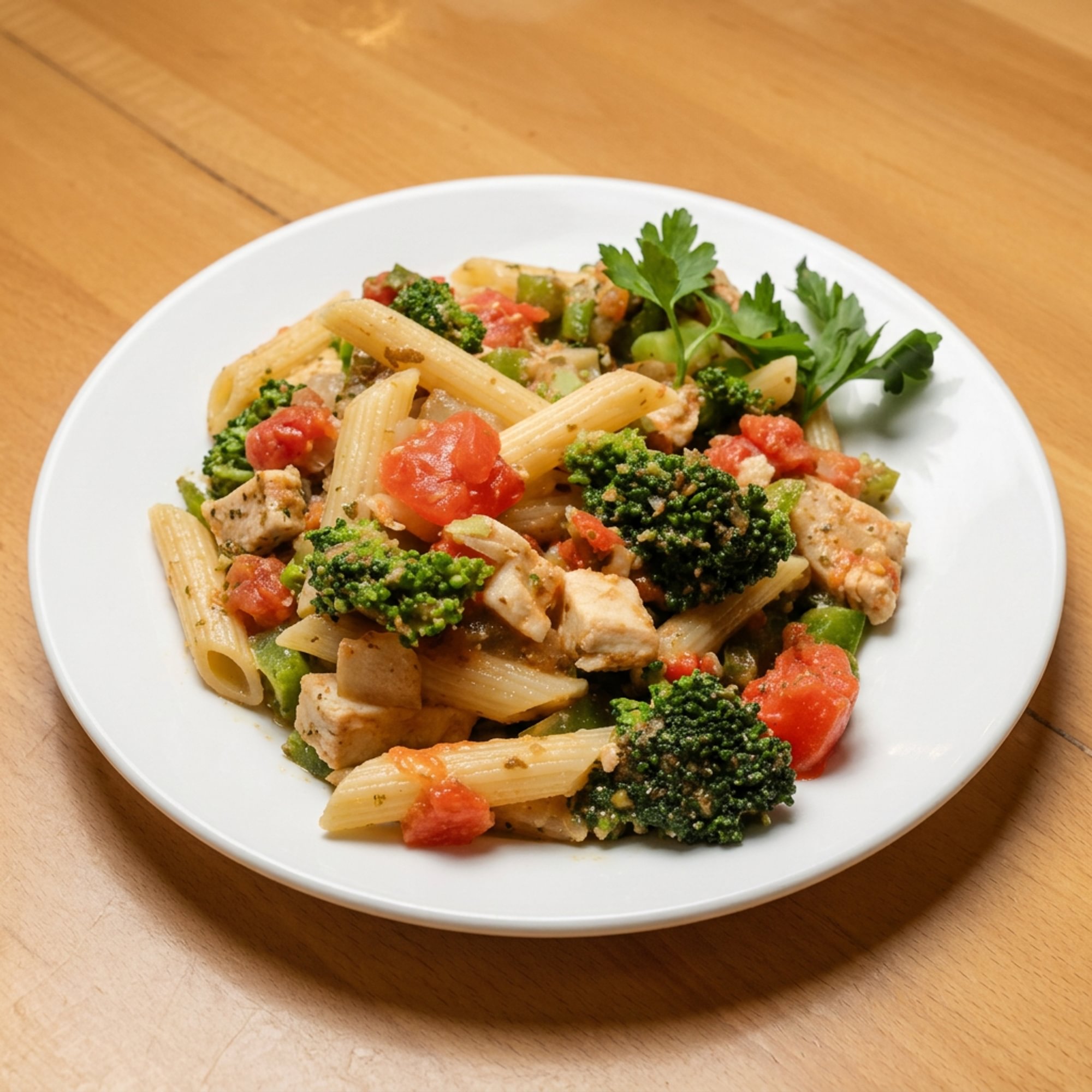 Penne with chicken and broccoli