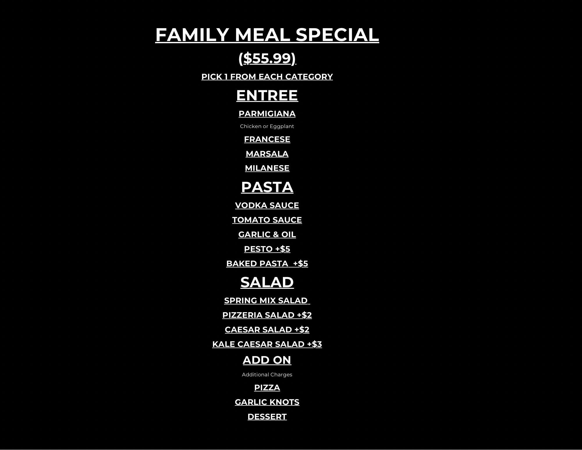 Family Meal Special