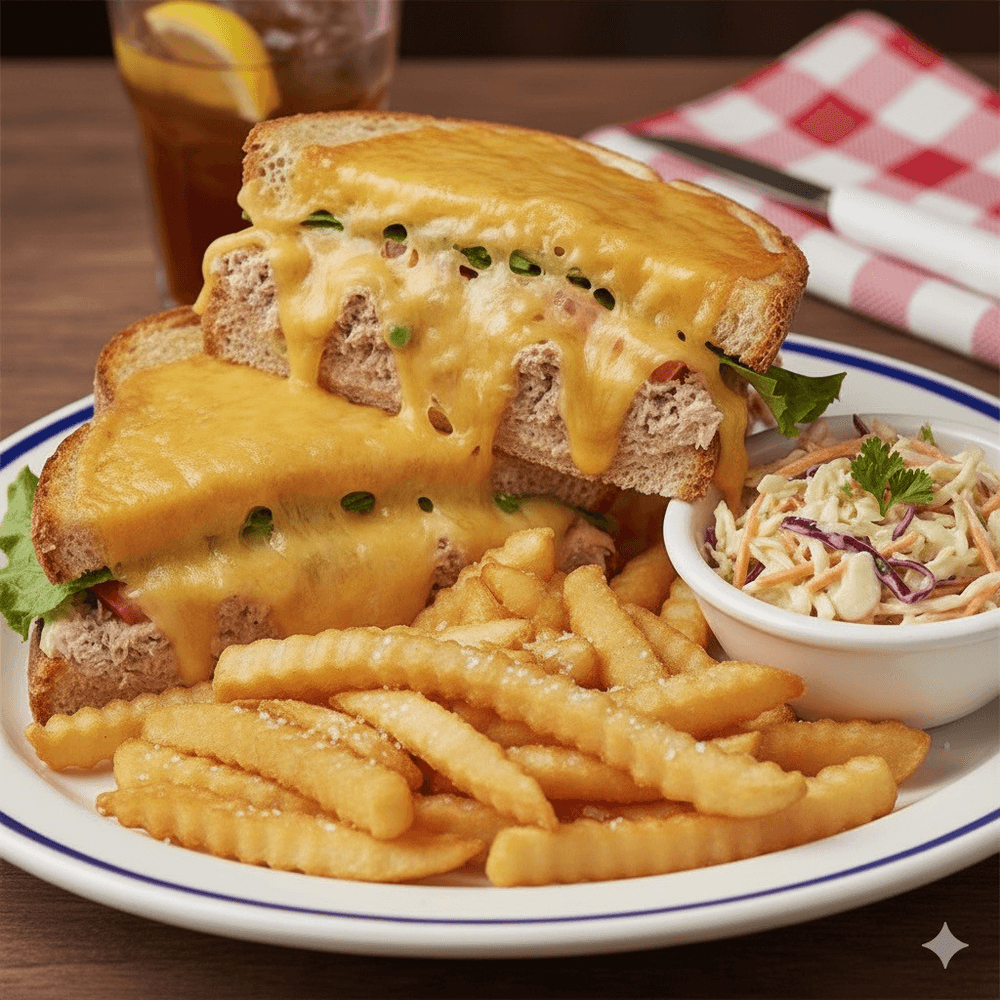 Tuna Melt, Fries N' Coleslaw