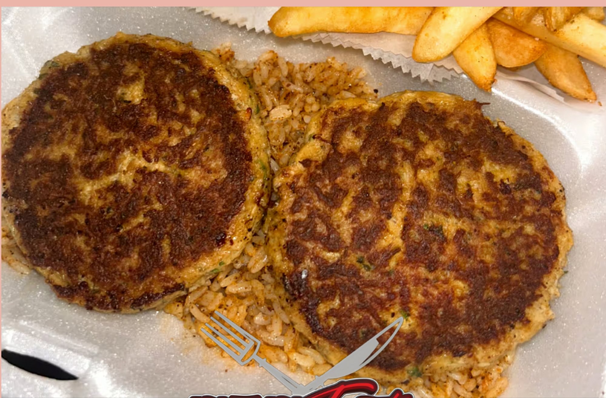 Crab Cake Over Cajun Rice Dinner
