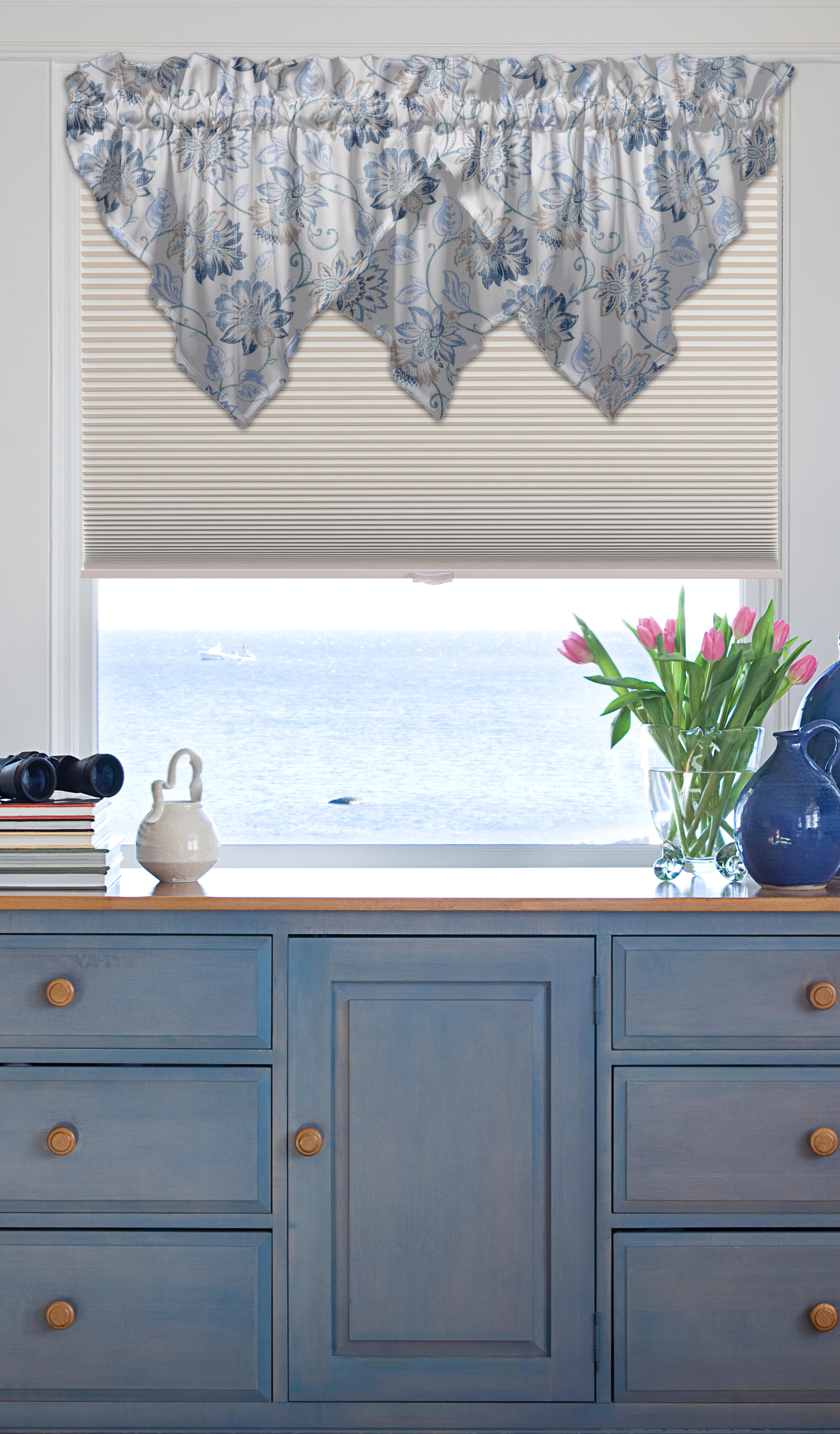 Our cellular shades are perfect for this beautiful view! The honeycomb design was created to conserve energy while still creating a stylish feel. Give us a call to learn more about cellular shades (and valances!) and discuss how you can install these in your home today!