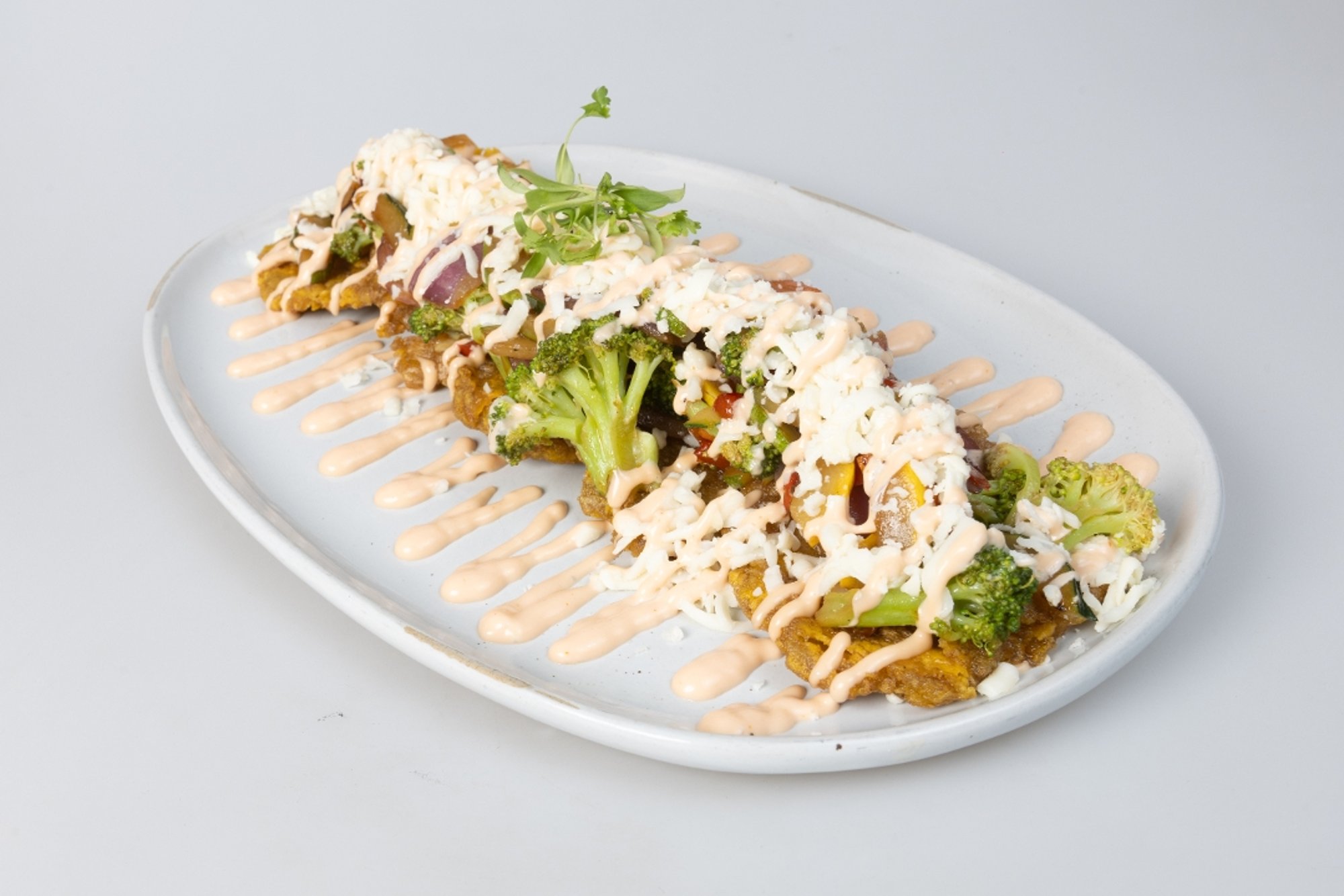 Fried Green Platains with Vegetables