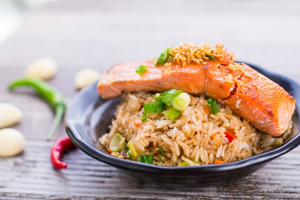 Salmon Garlic Fried Rice