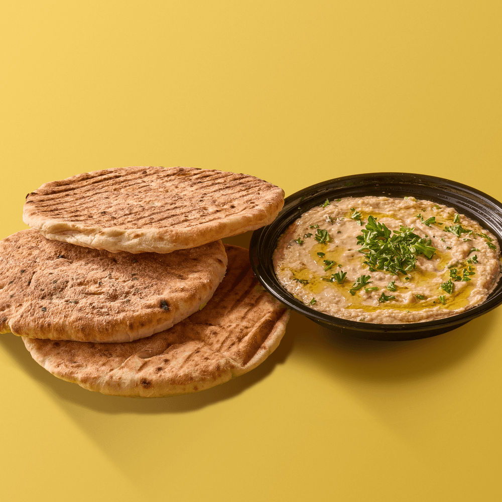 3 Toasted Pitas & Large Hummus