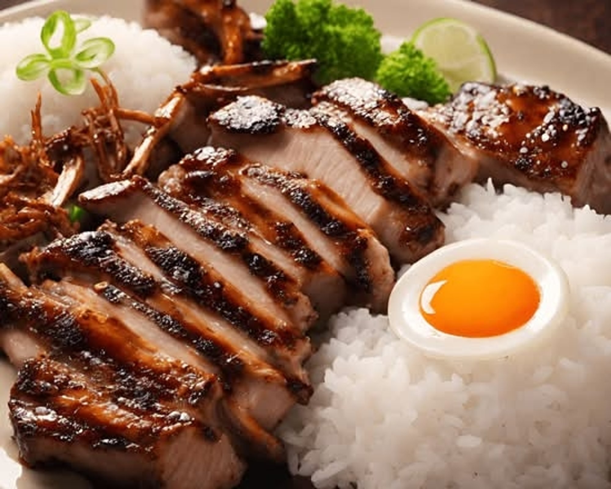 Steamed Rice - Steamed Rice w/ Charbroiled Pork