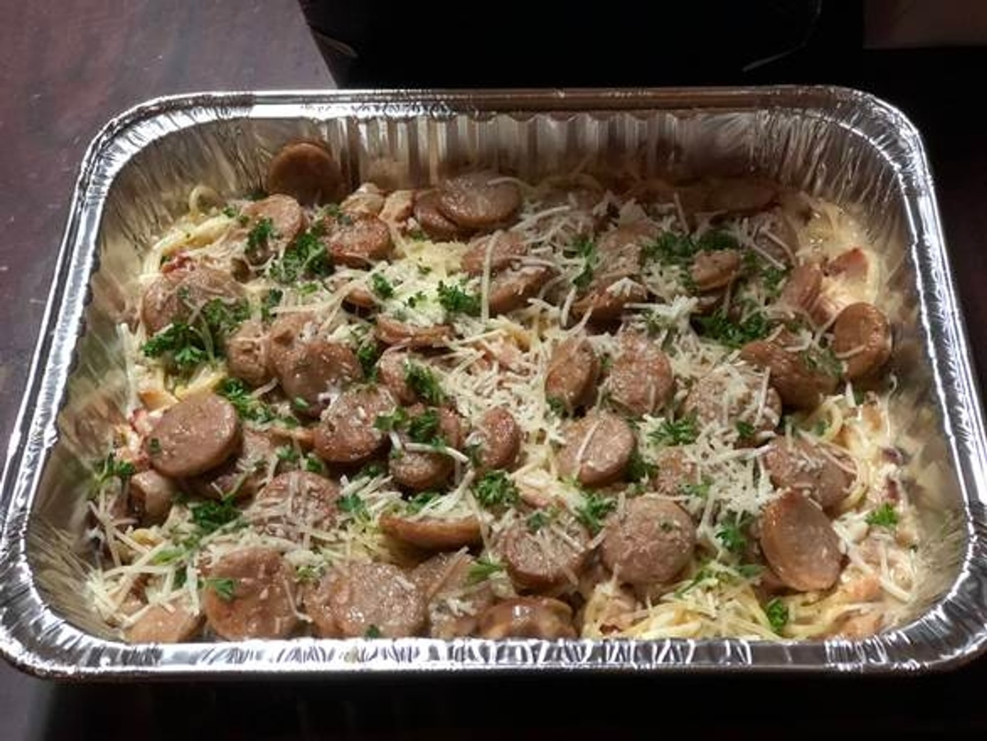 Spaghetti and Choice of Protein Pan. Serves 6-8ppl