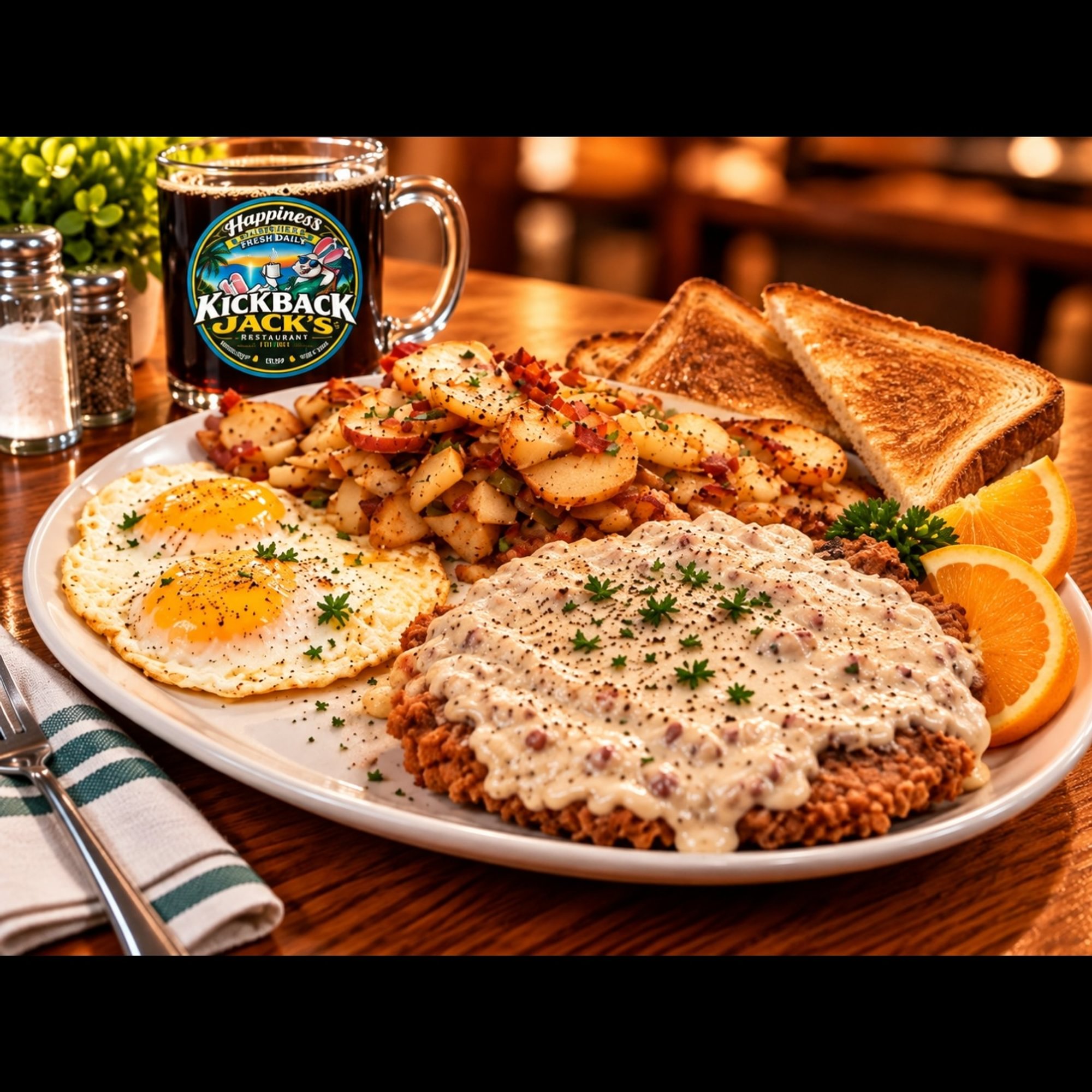 Country Fried Steak and Eggs