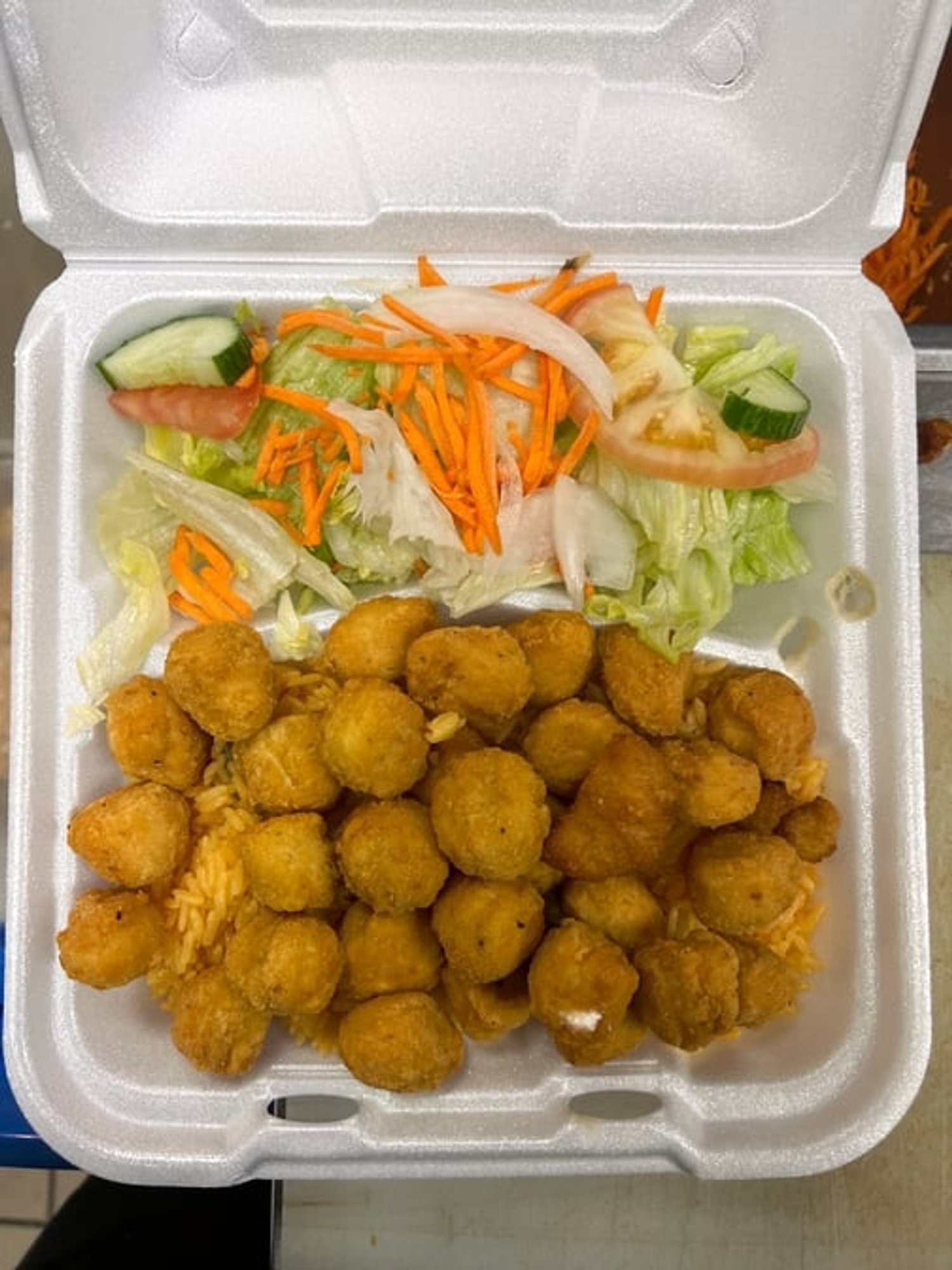 Popcorn Chicken Rice & Salad Combo