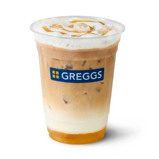 Iced Pumpkin Spice Latte with Salted Caramel Drizzle