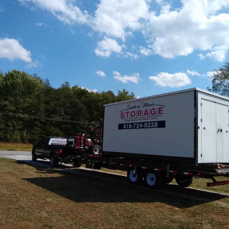 Portable Storage container on the move. Completely mobile storage unit on your property. Placed where you need it most.