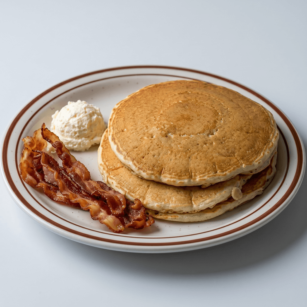 Three Sweet Cream Pancakes with Meat