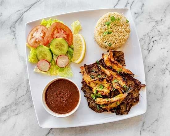 Carne Asada Con Camarones