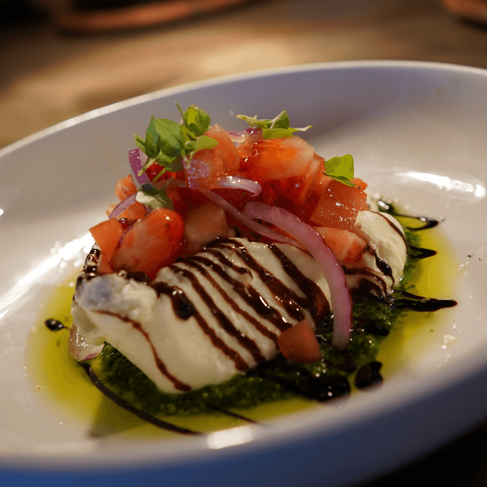 STRAWBERRIES-CAPRESE BURRATA.