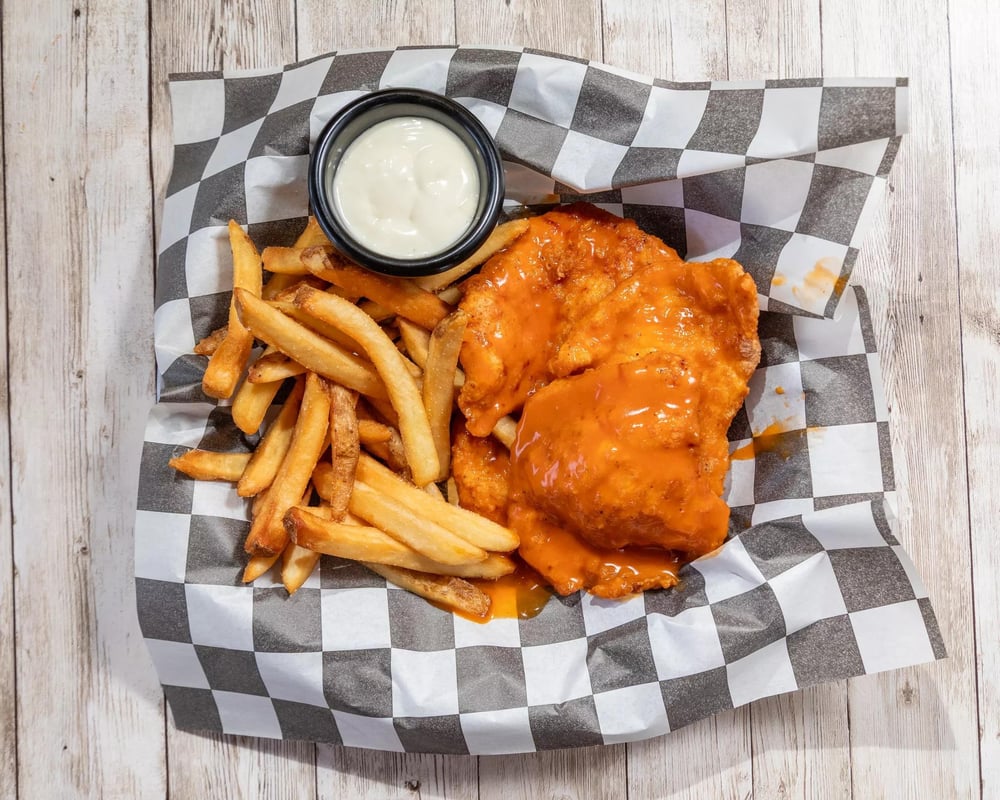 Buffalo Chicken Fingers with Fries
