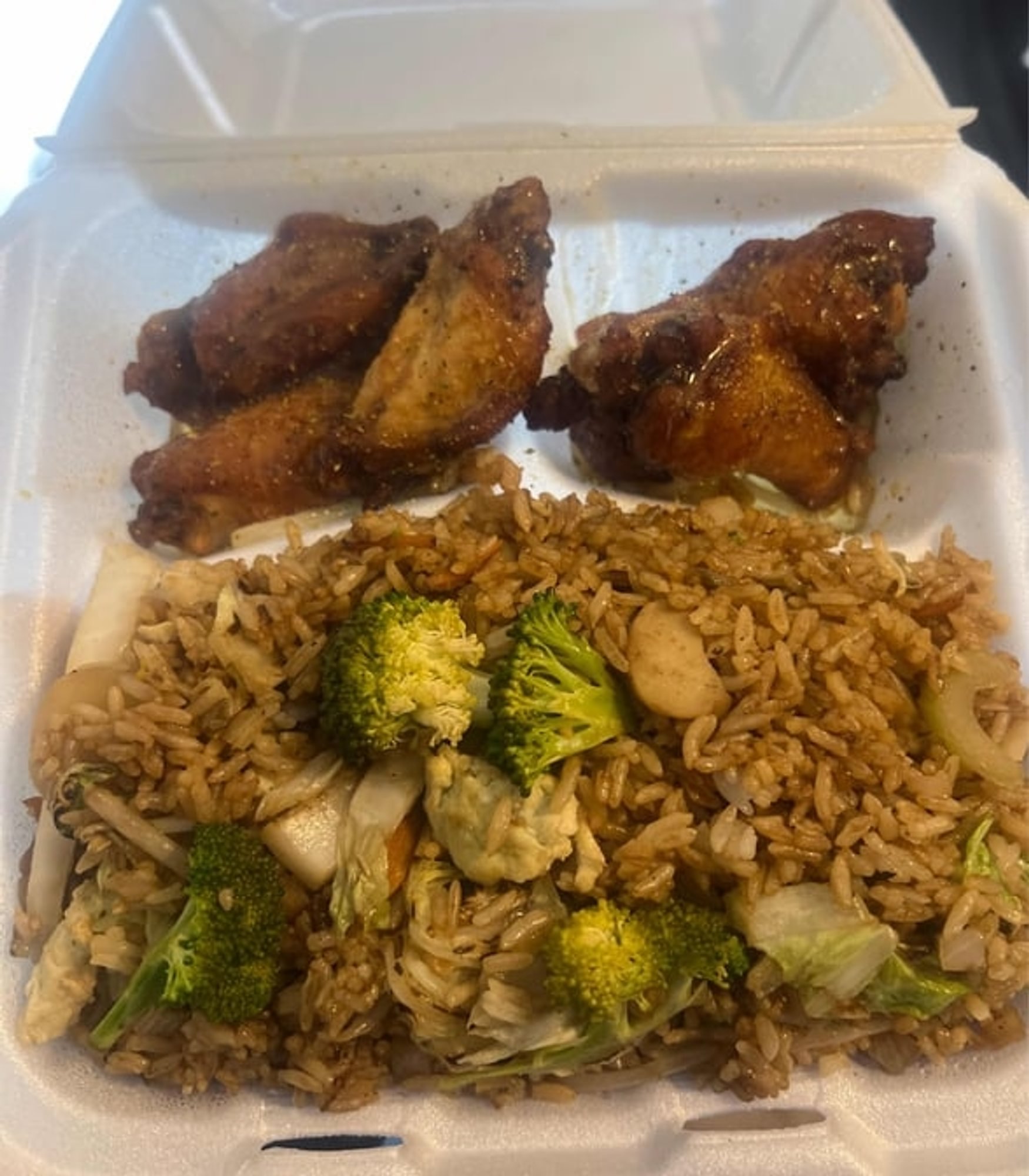 Cut Wings and Vegetable Fried Rice