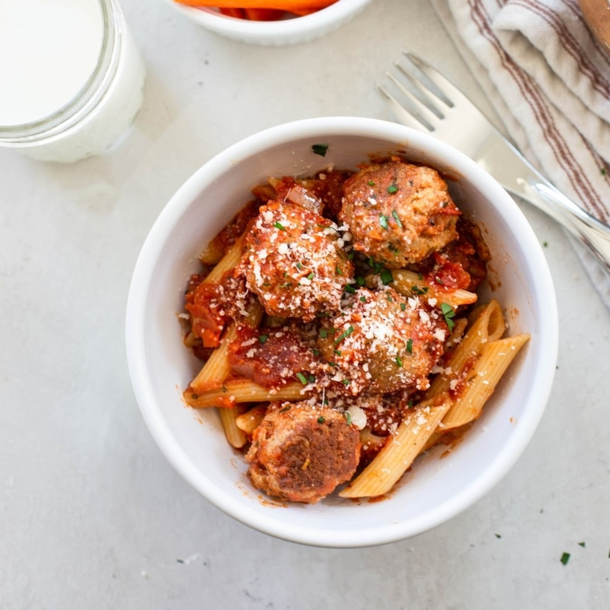 Penne Marinara with Meatball