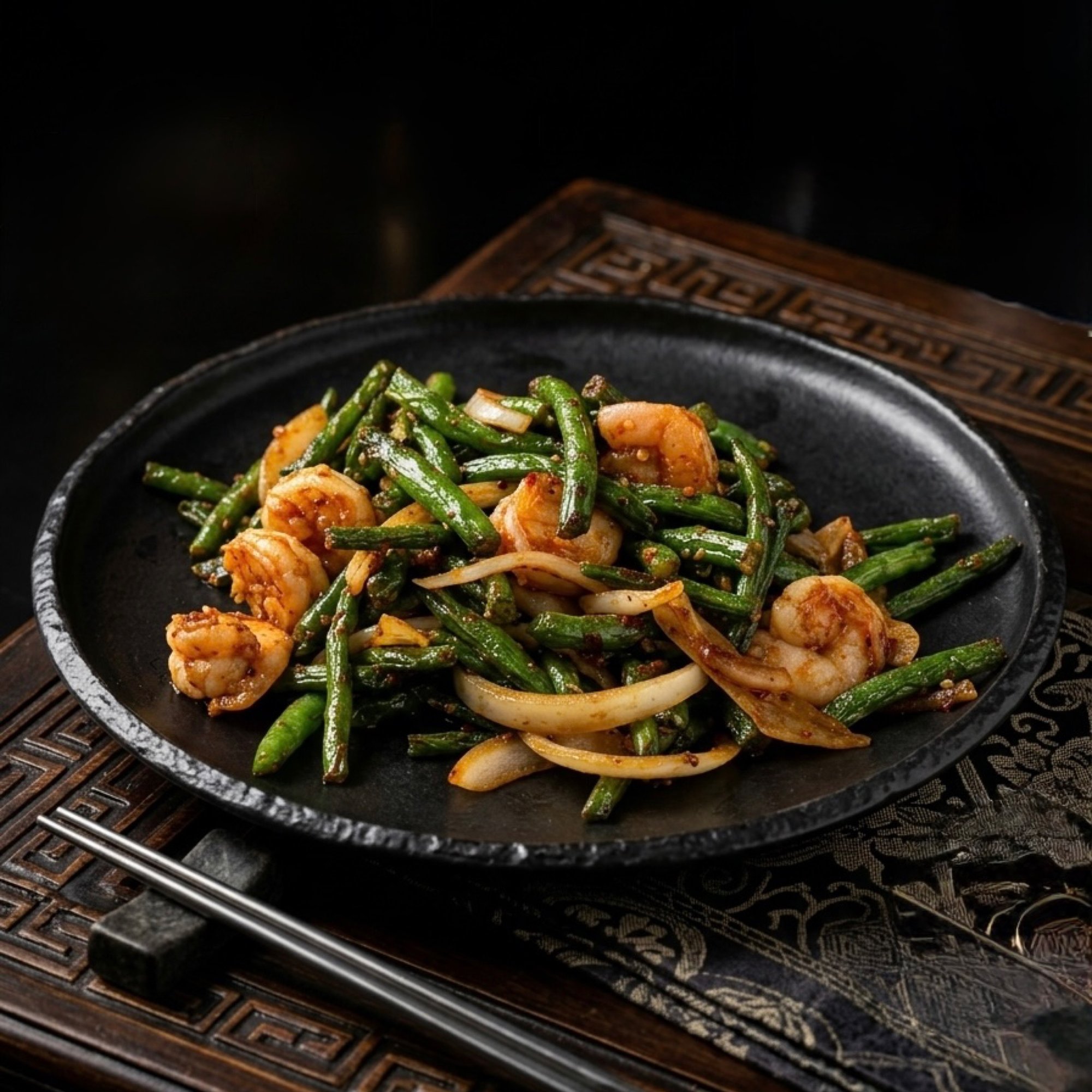 String Bean Shrimp in Szechuan Sauce