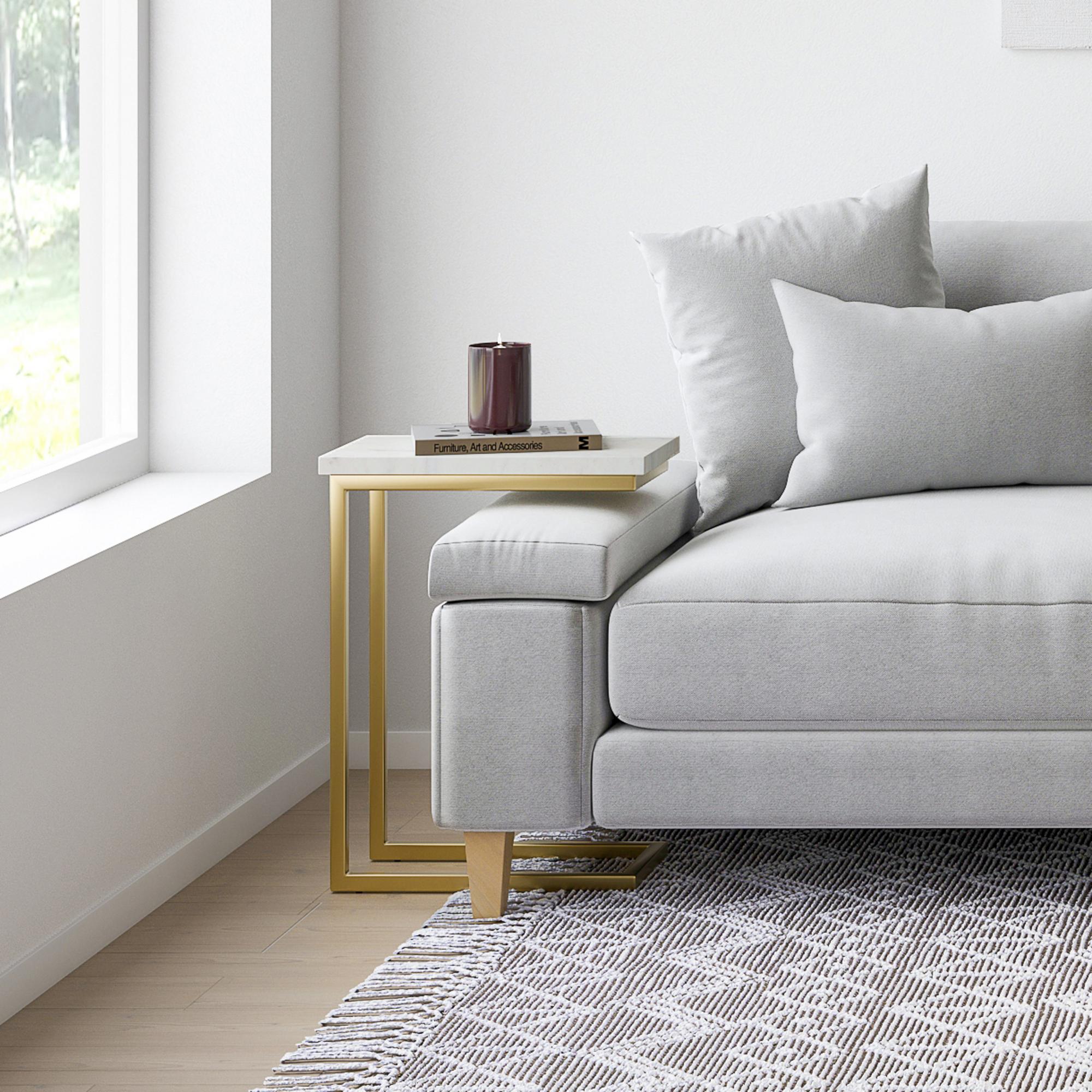 Skyler C Side Table - White/Gold