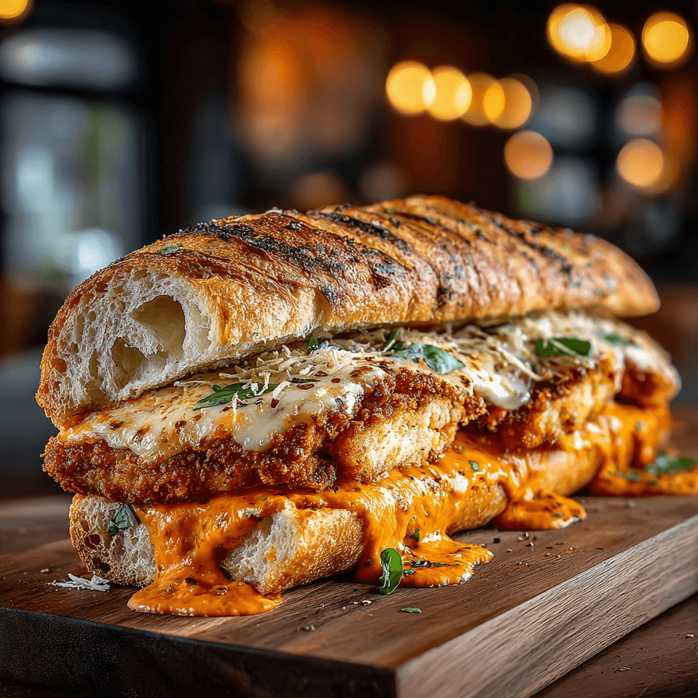 Vodka Chicken Parm On Garlic Bread