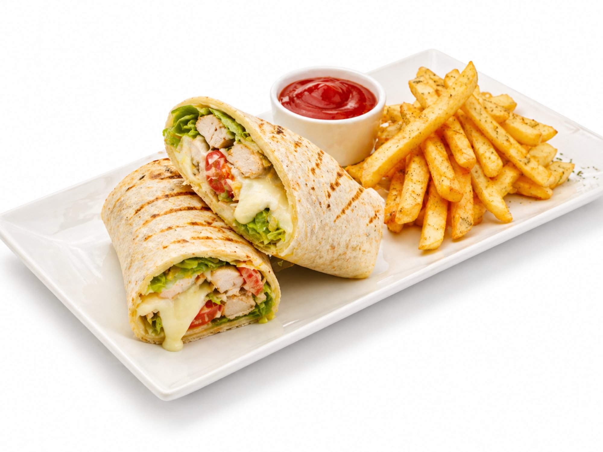 Grilled Chicken & Mozzarella Wrap + Fries