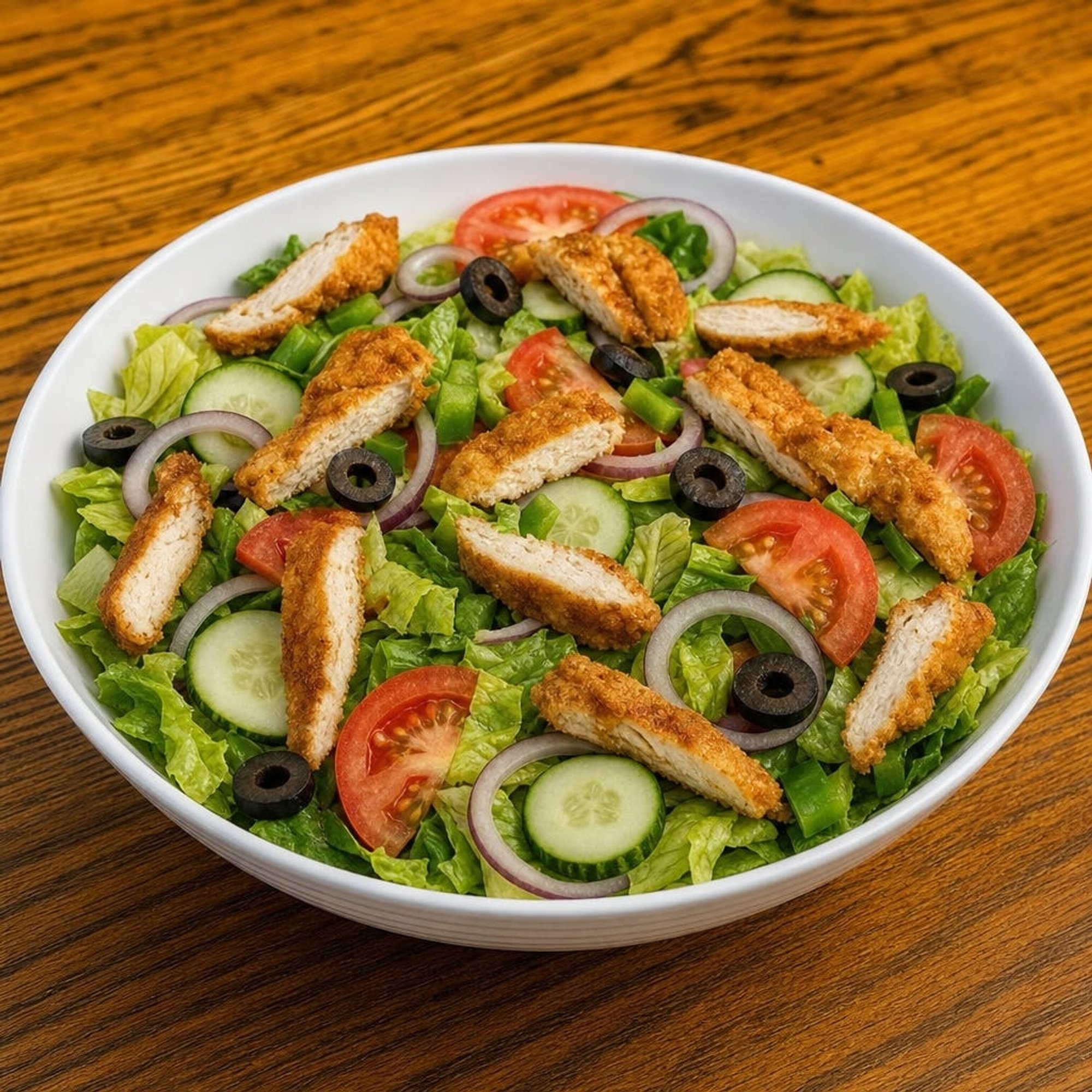 Garden Salad with Crispy Chicken