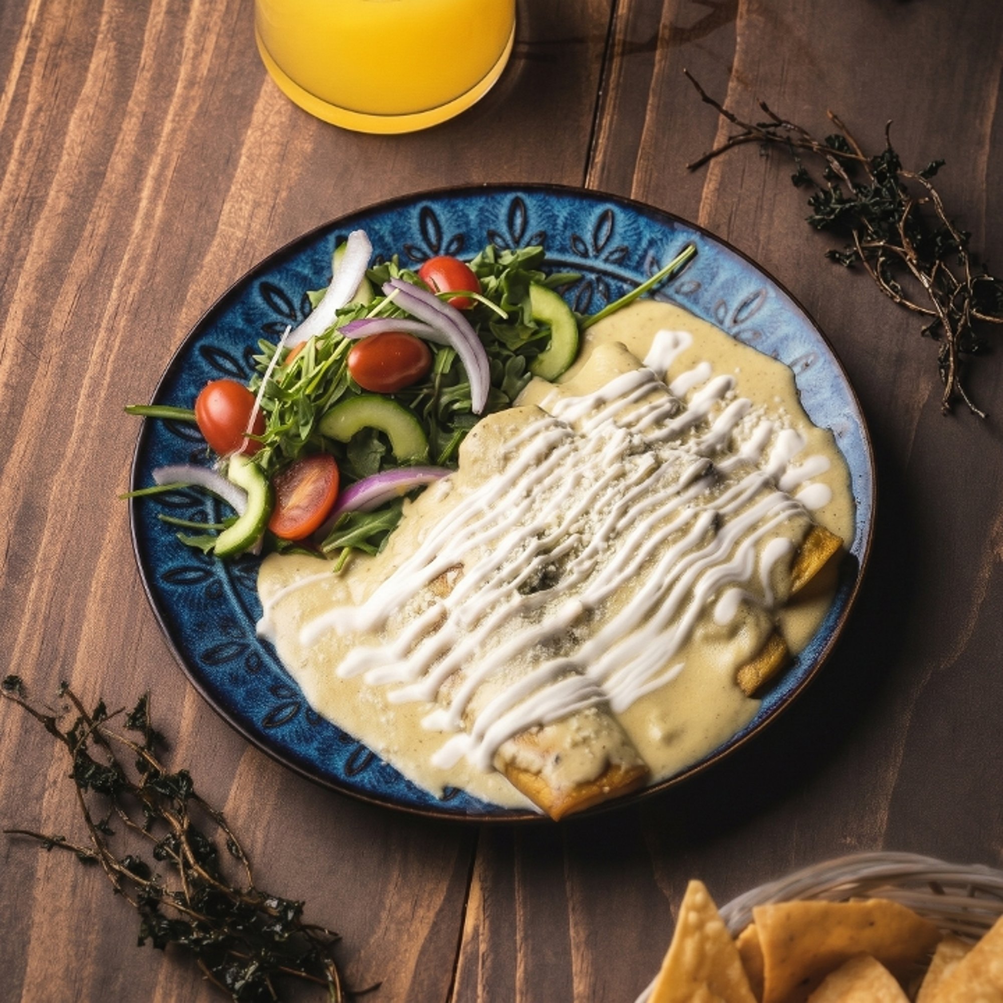 Green Chili Cream Enchiladas