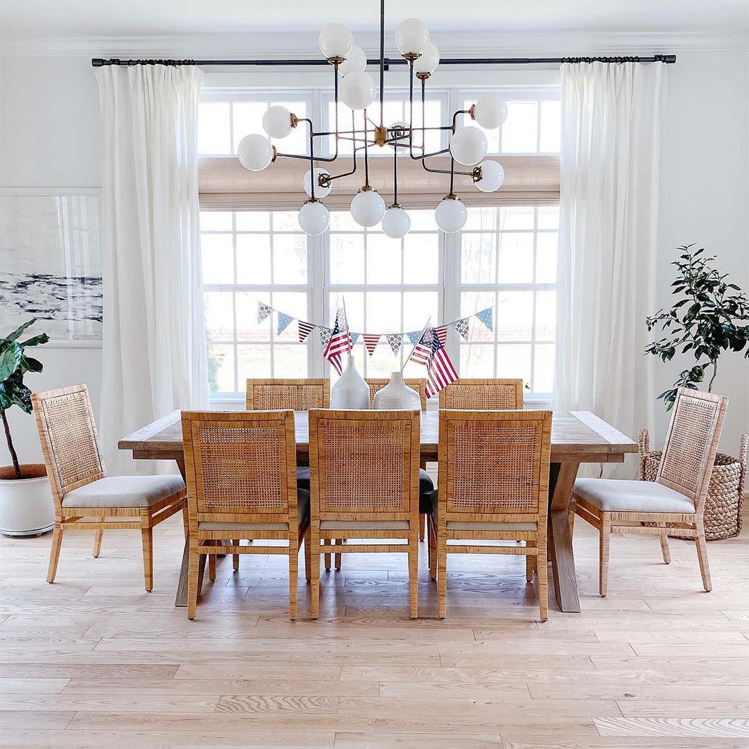 Add bright, white, beautiful textured drapes to custom Roman shades and let the morning light shine in! (@lpersichetti)