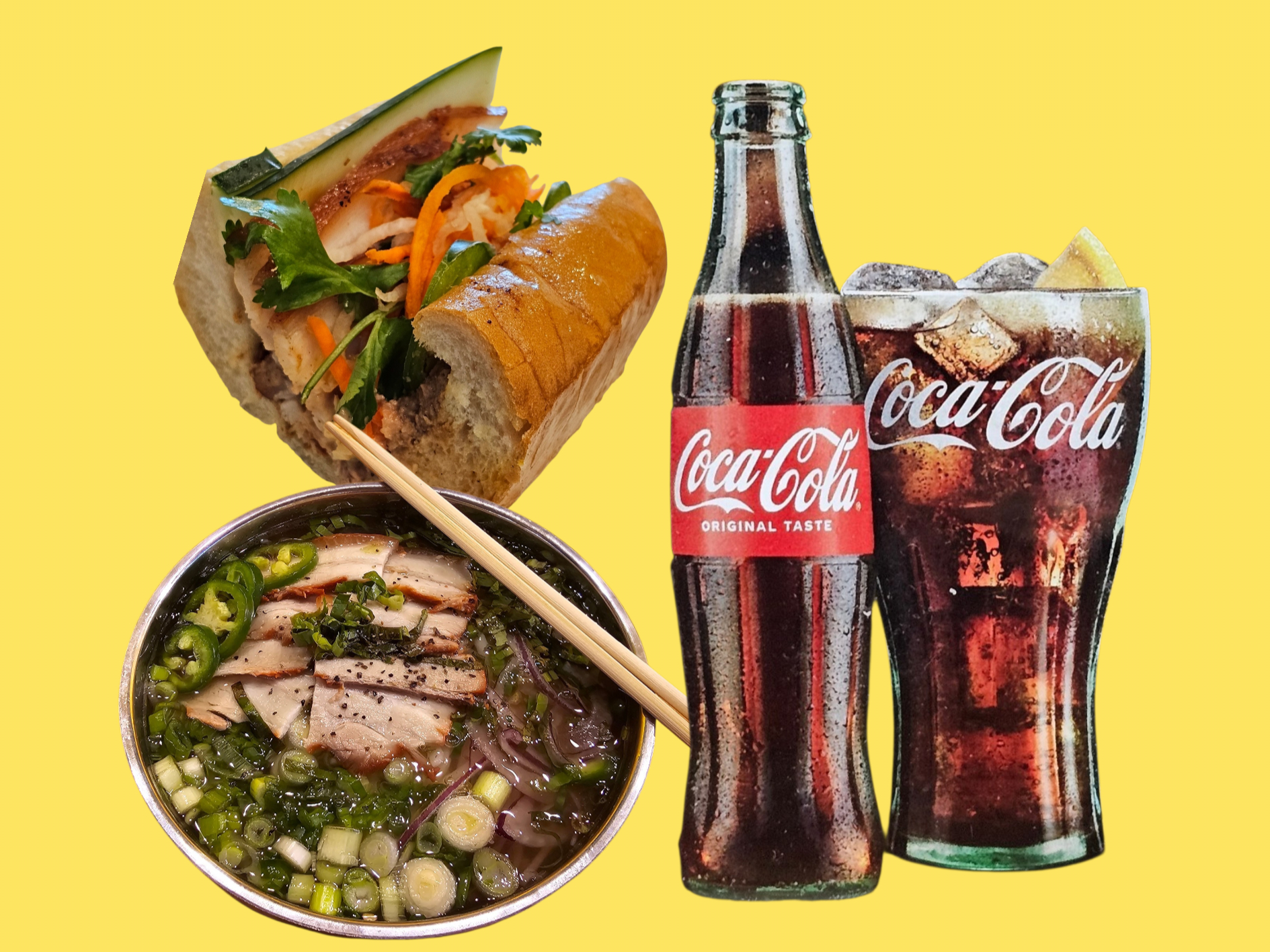 {3 for ME} Half Pho + Half BM + Glass Bottle Drink