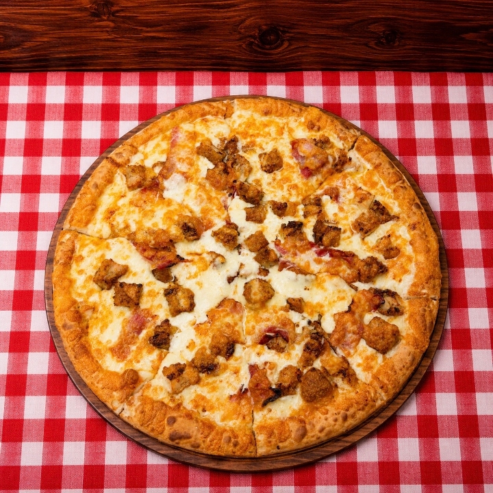 Large Crispy Chicken Bacon Ranch Pizza 14 (Greek Style)