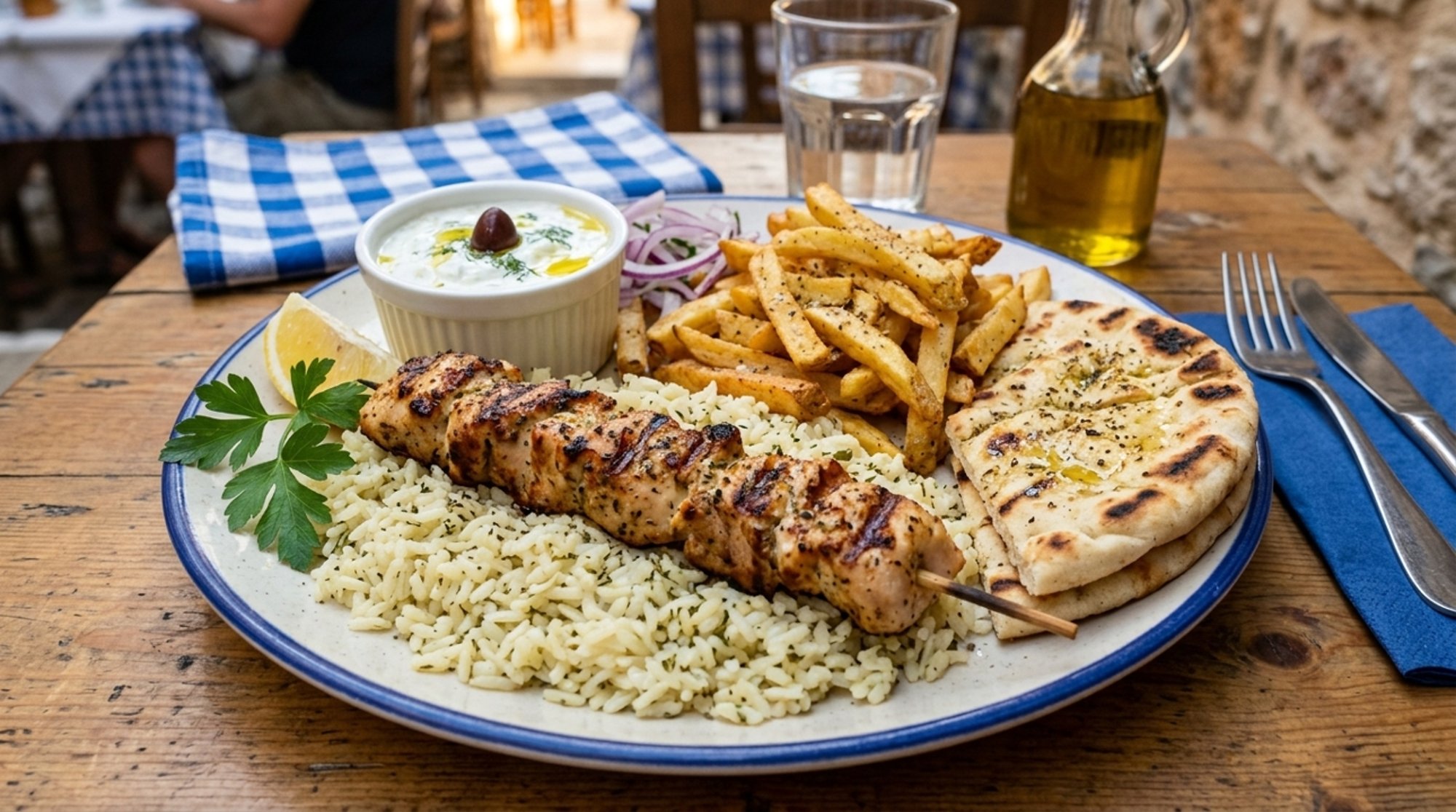 CHICKEN SOUVLAKI LUNCH