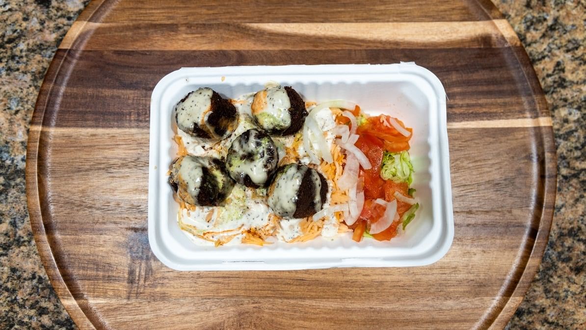 Falafel Over Rice Platter