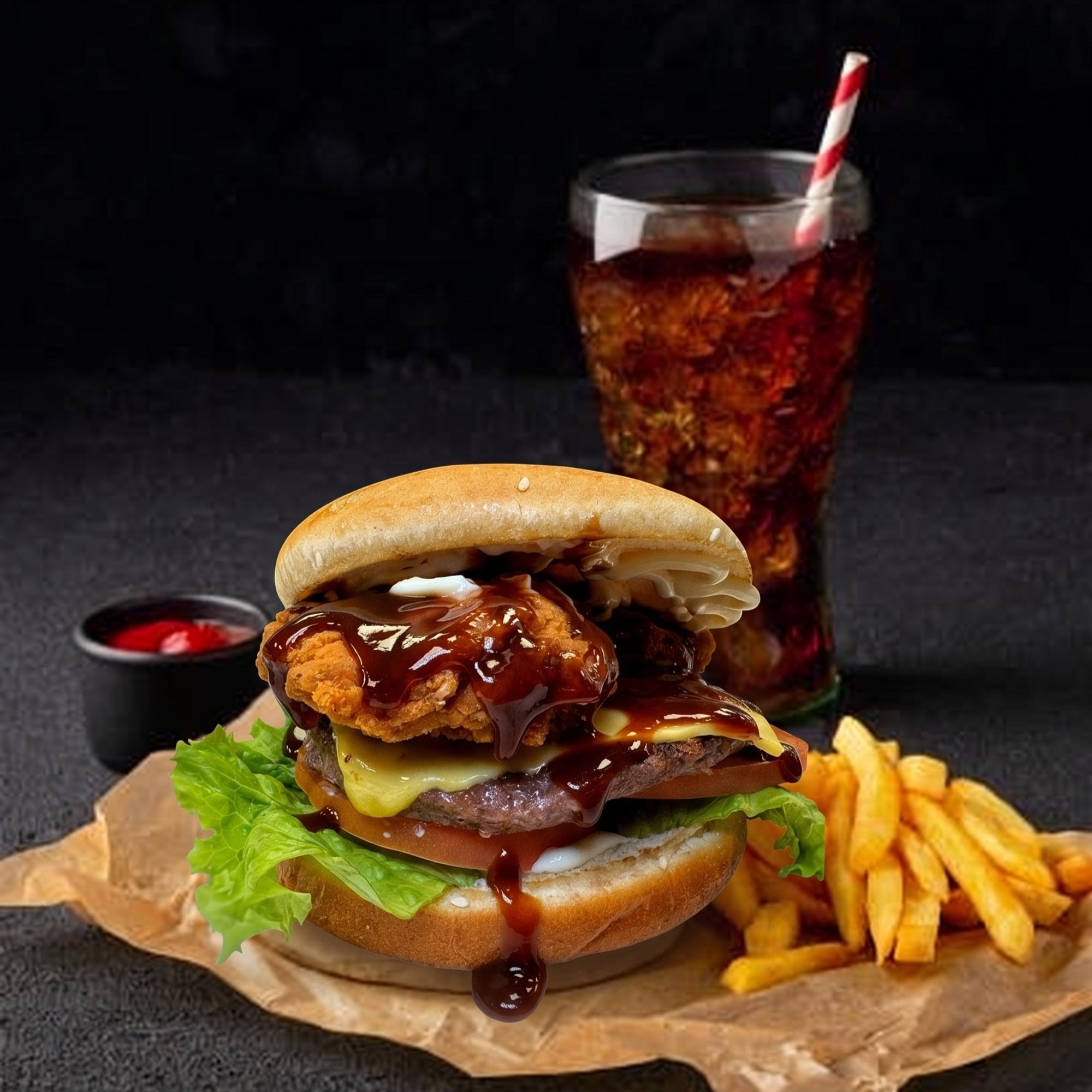 Newburgher combo w fries/soda