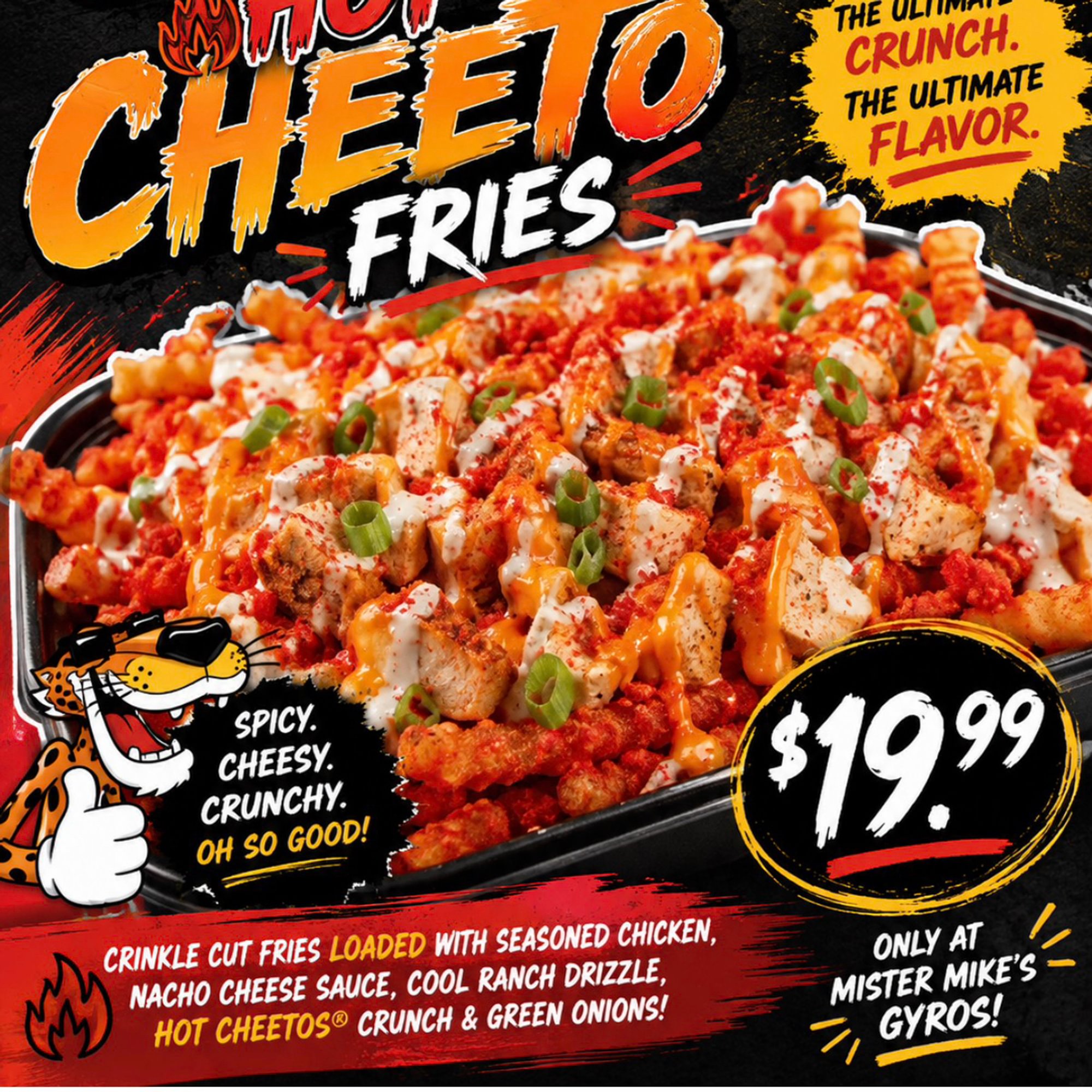 Loaded Chicken Hot Cheeto Fries (Large)