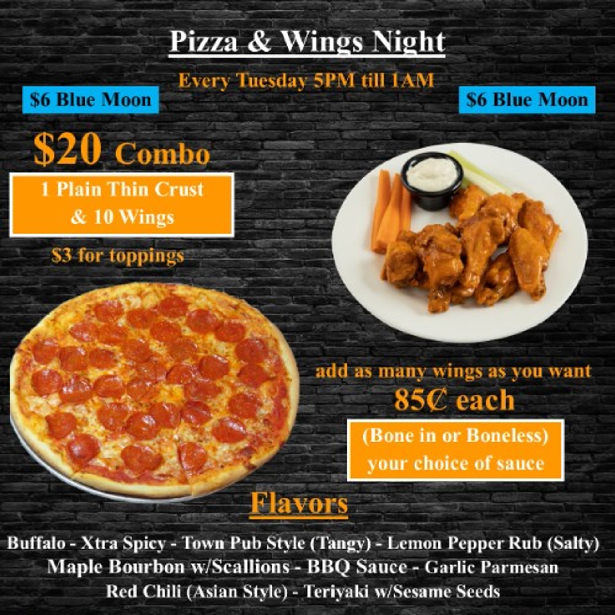 $20 Combo (1 Plain Thin Crust and 10 Wings)