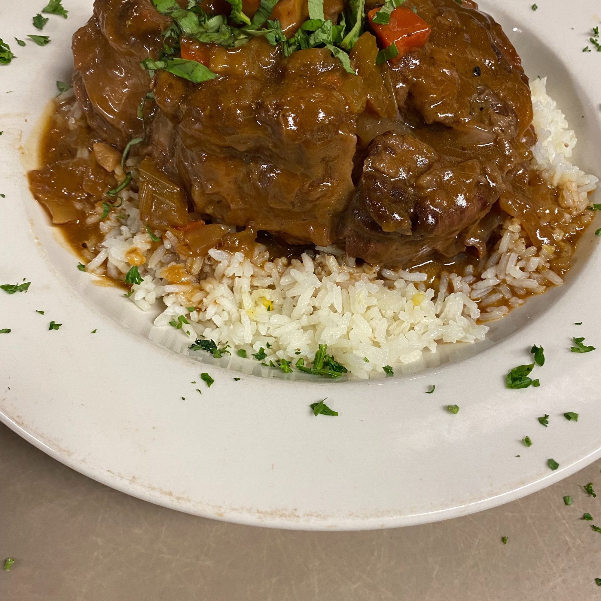 Veal Osso Buco Over Rice