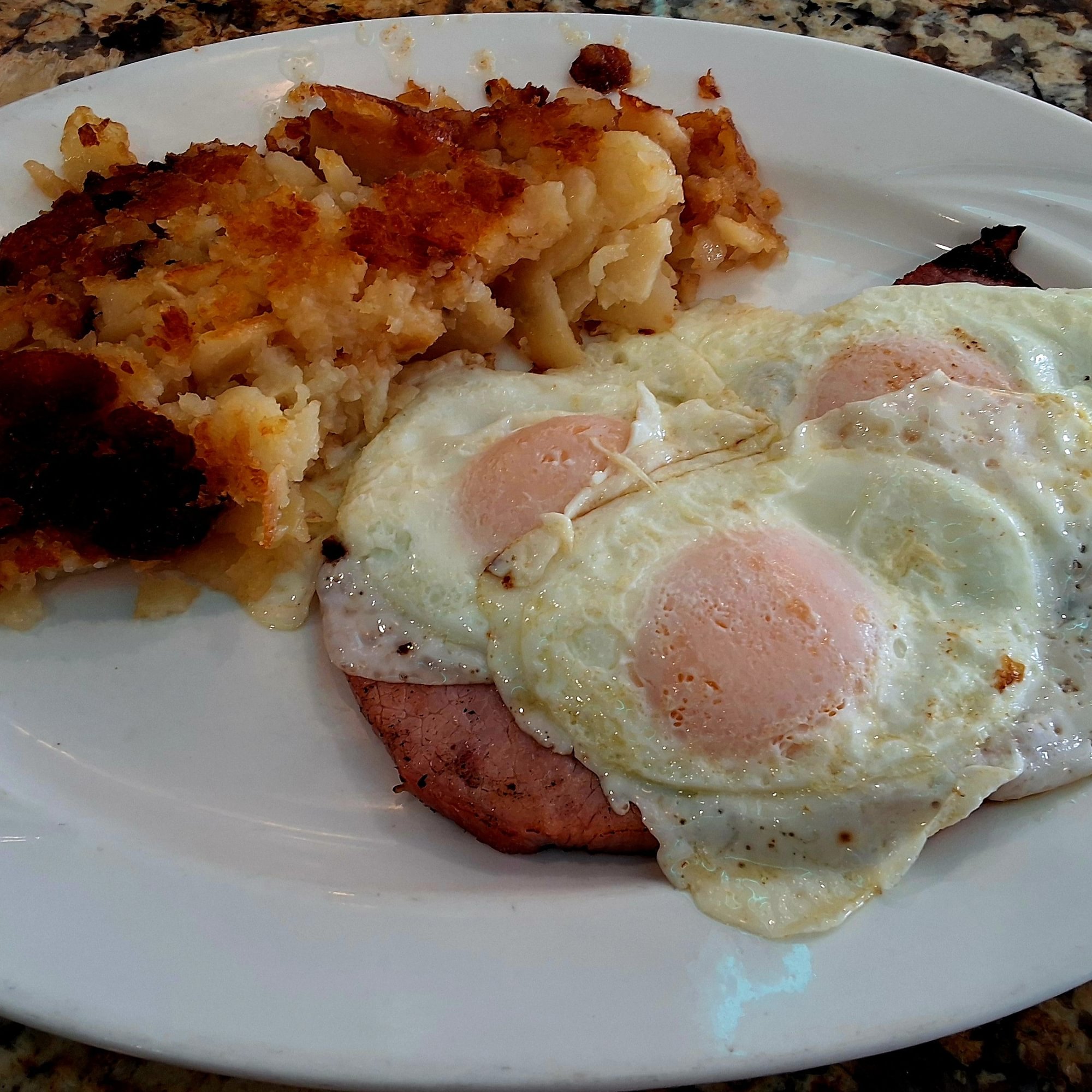 Ham Steak and Three Eggs