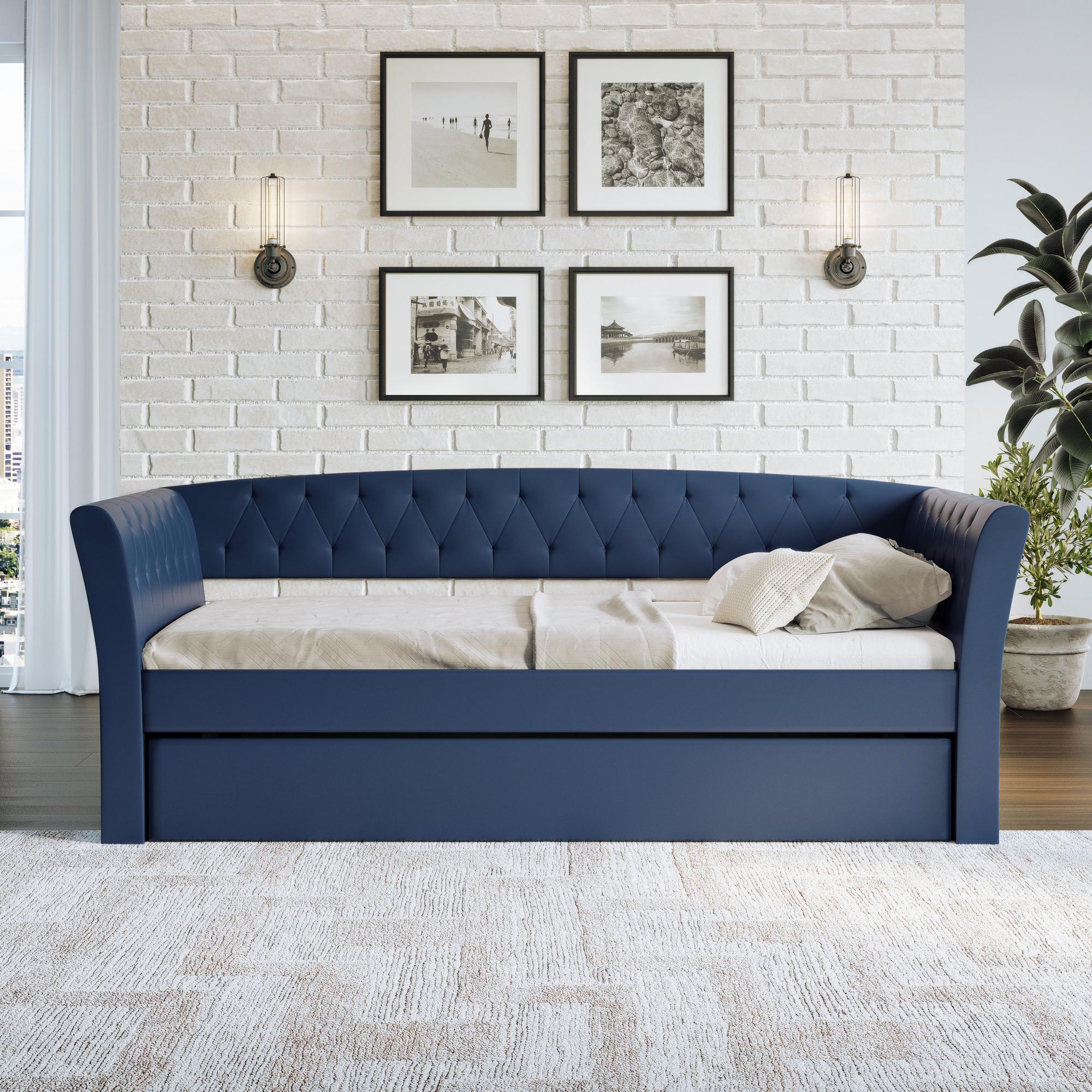 Twin Patrick Faux Leather Day Bed - Blue 