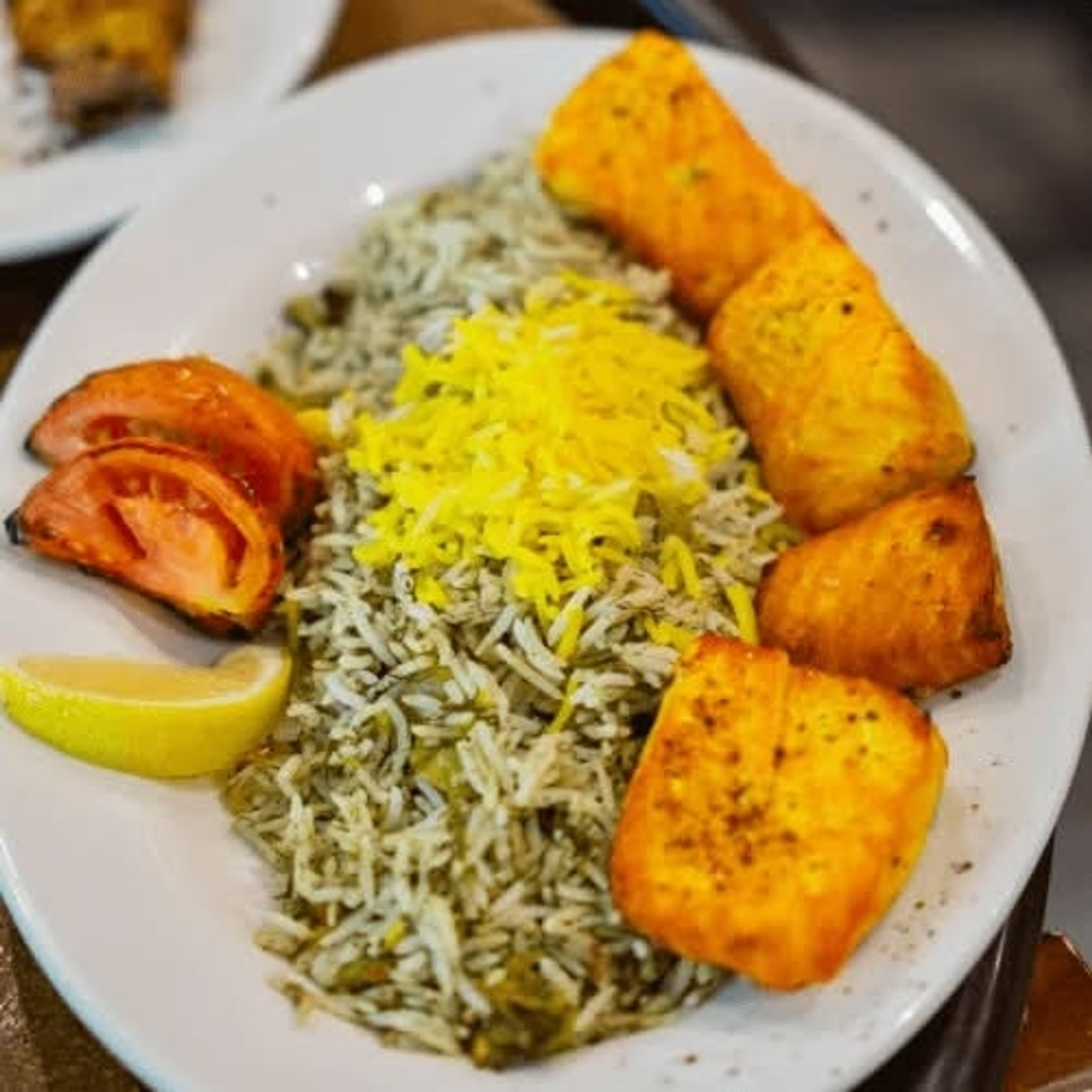Sabzi Polo Mahi with Koko Sabzi (Fridays Only)