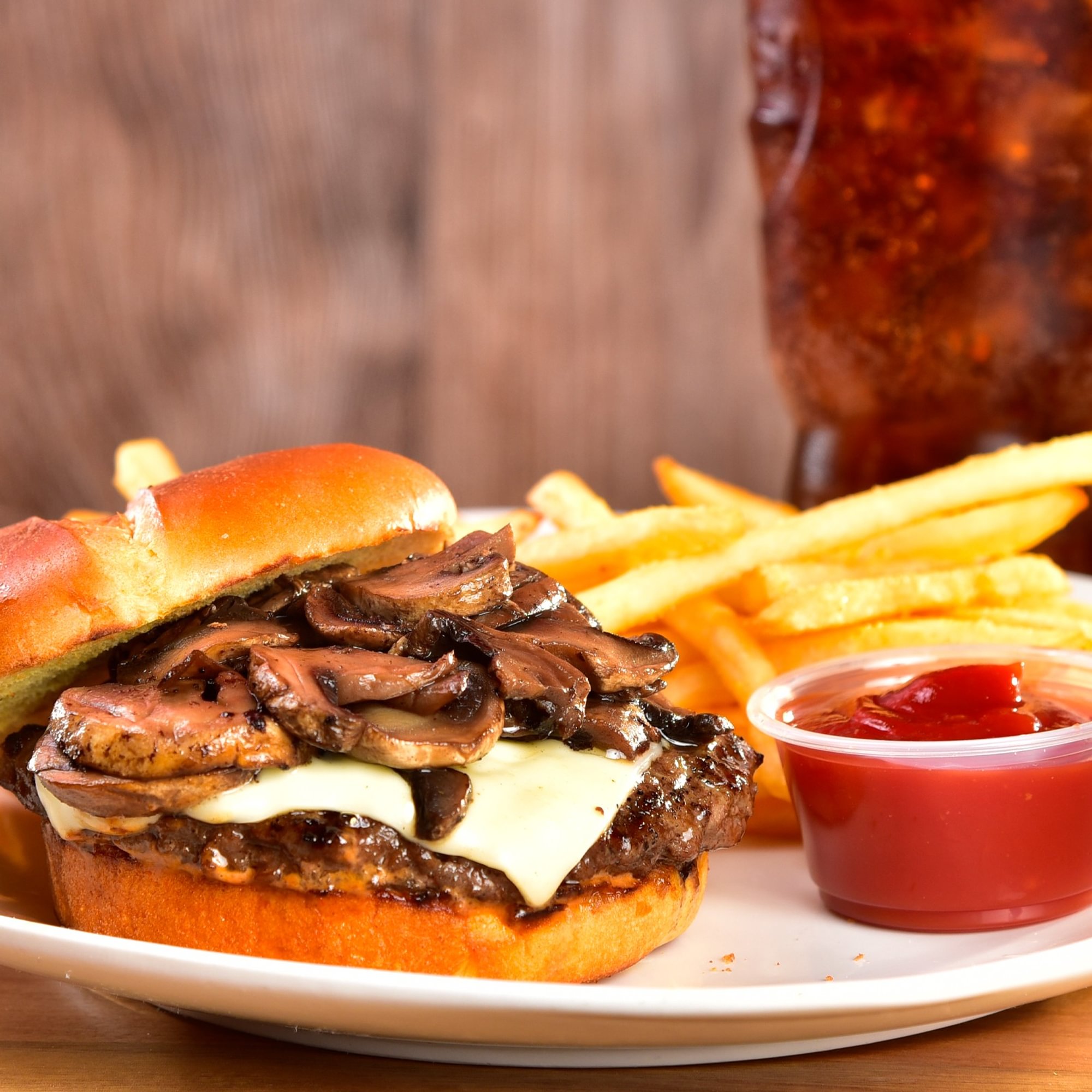Mushroom Swiss Burger Meal