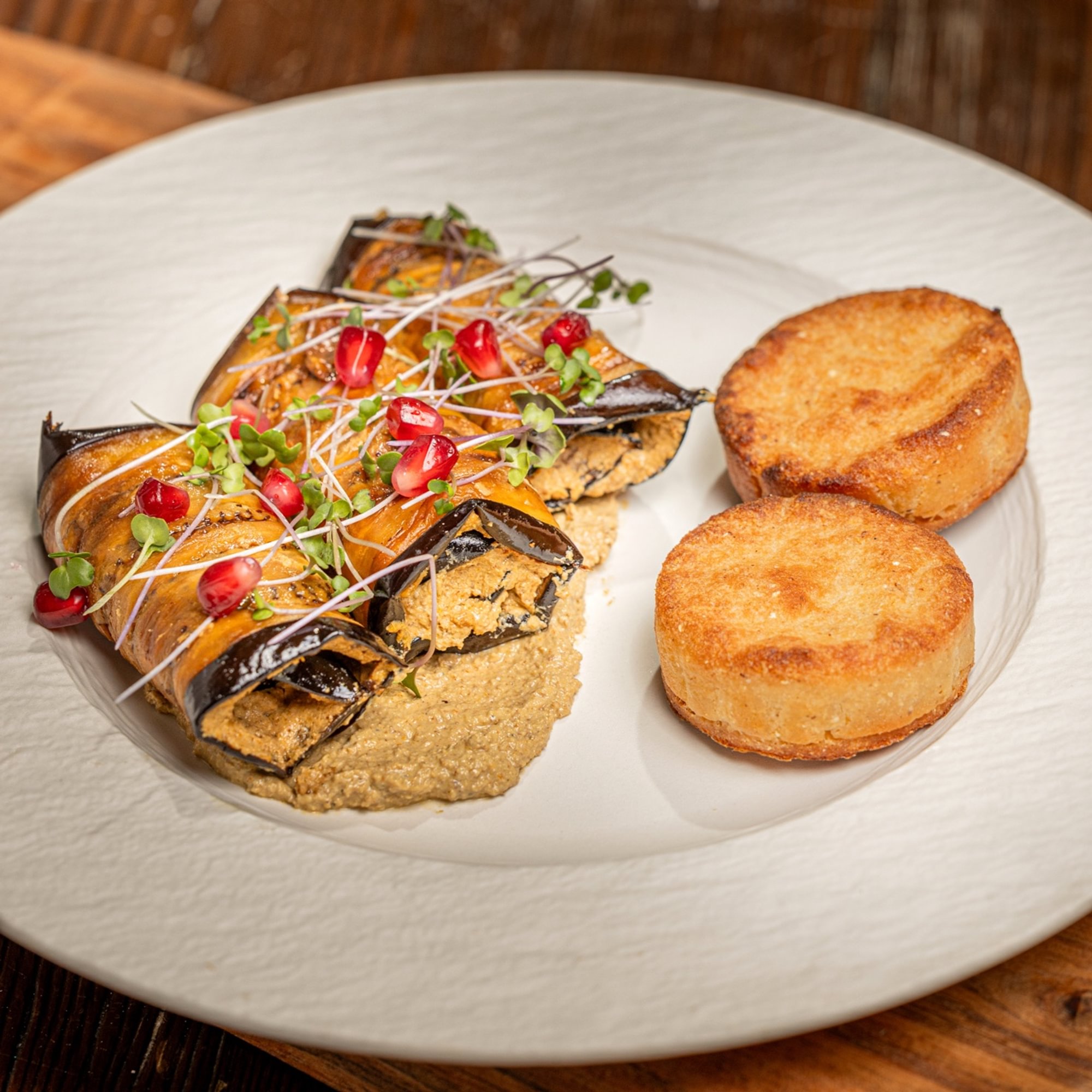 Eggplant Rolls & Corn Bread