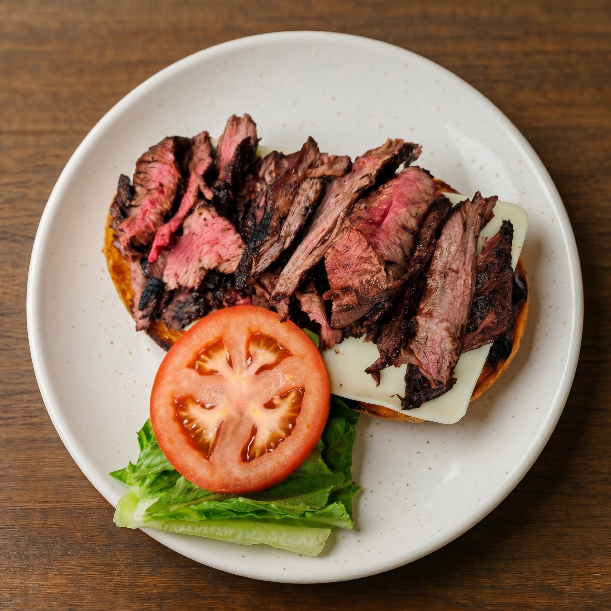 Open Sliced Steak Sandwich