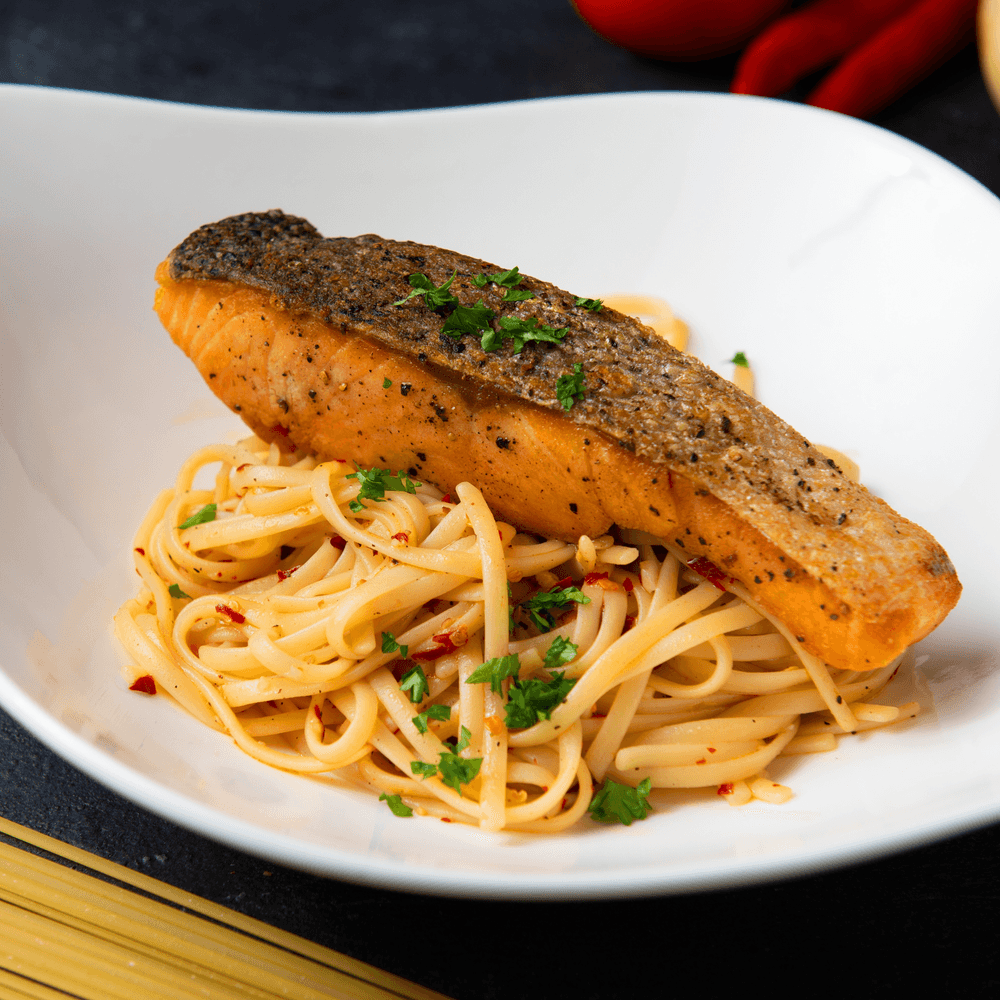 Salmon & crab pasta