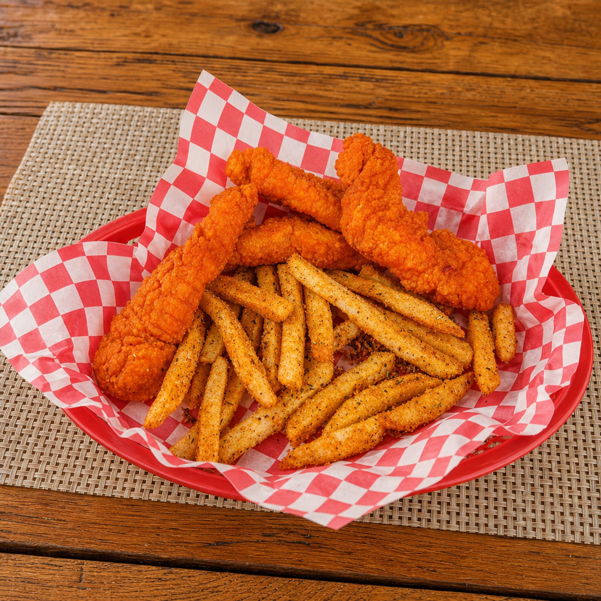 Fried Buffalo Chicken Tenders with Fries