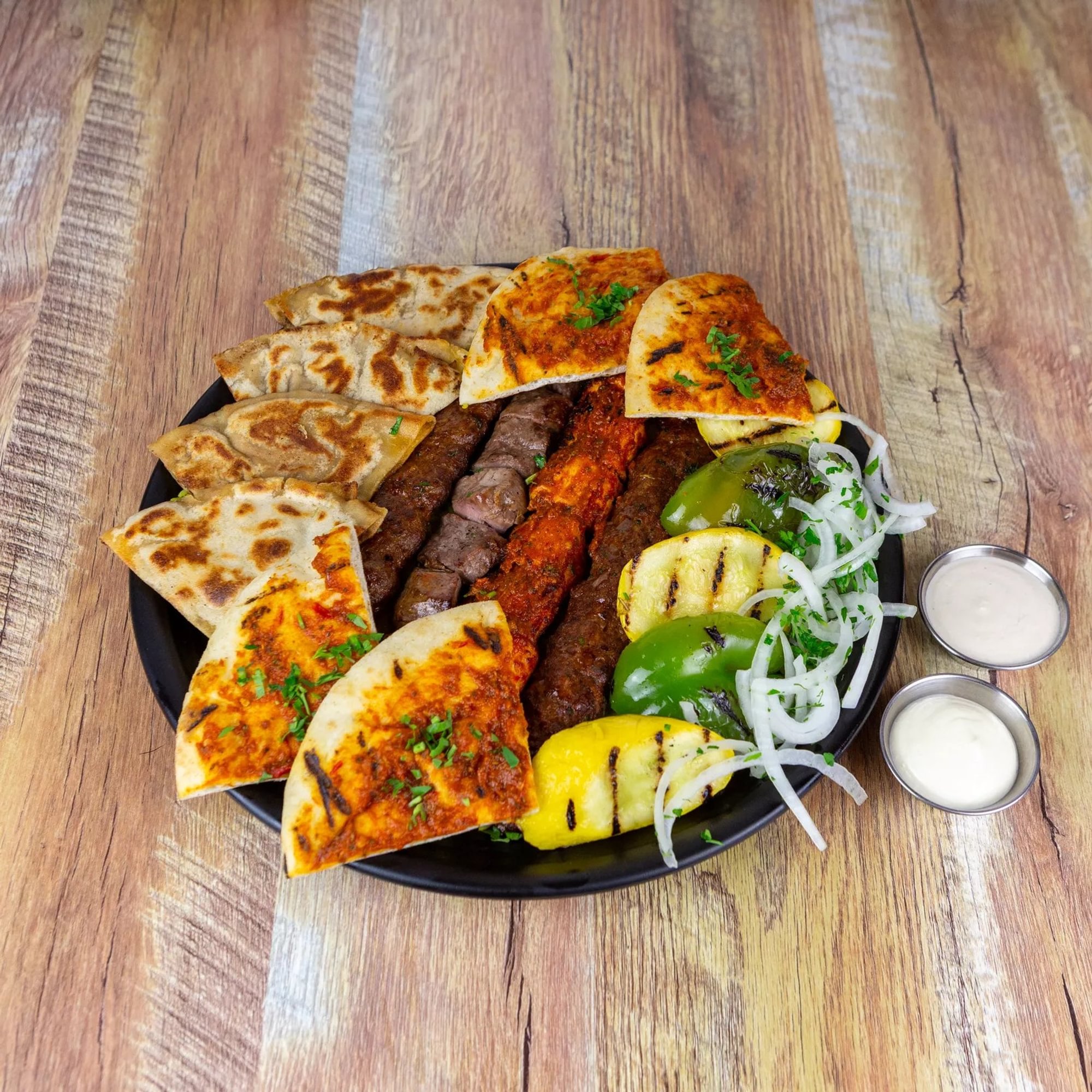 Sharing mixed grill platter