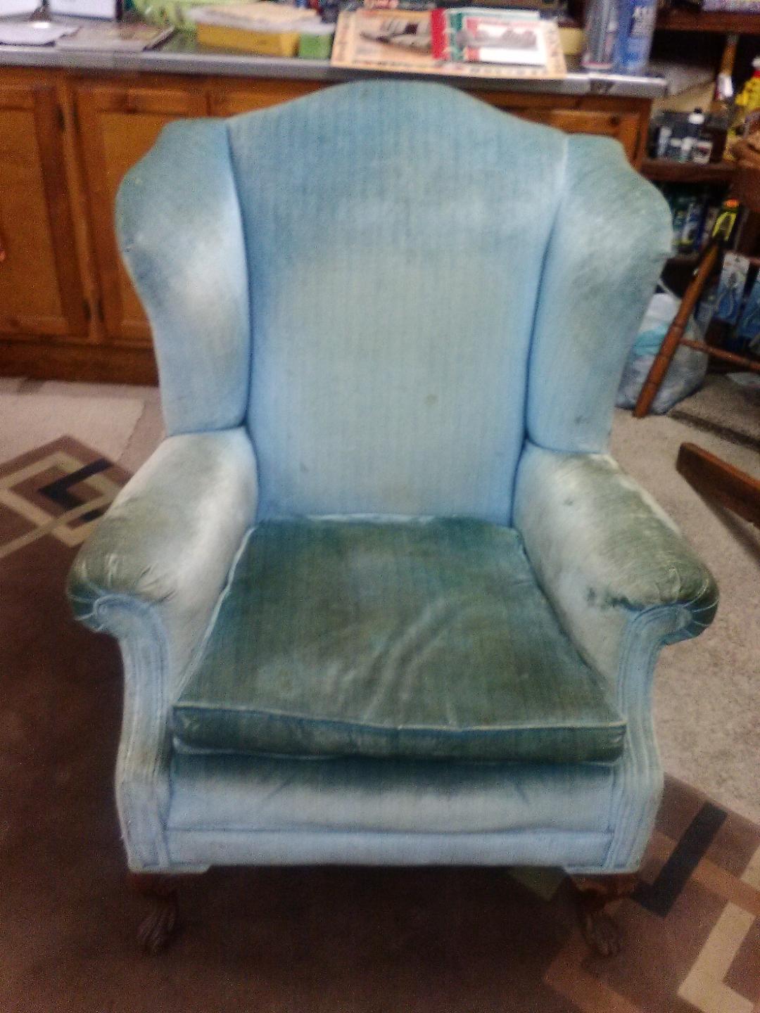 This 1960's Wing back is very uniquely designed. It's well worth re-upholstering. This wing back is project Catherine.
