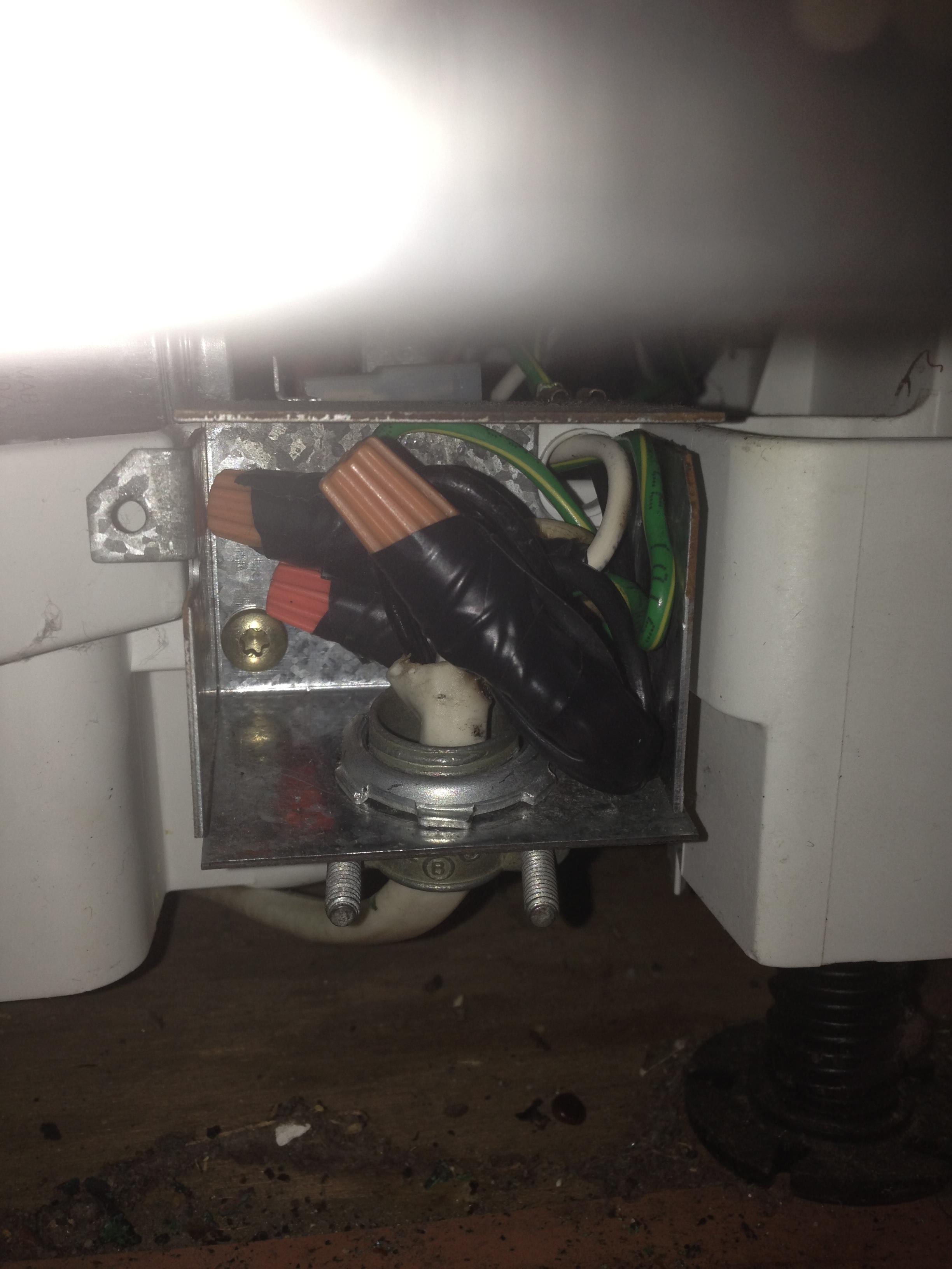 This is how a properly connected and wire nutted dishwasher electrical junction box connection should  look like. After removing the cover plate