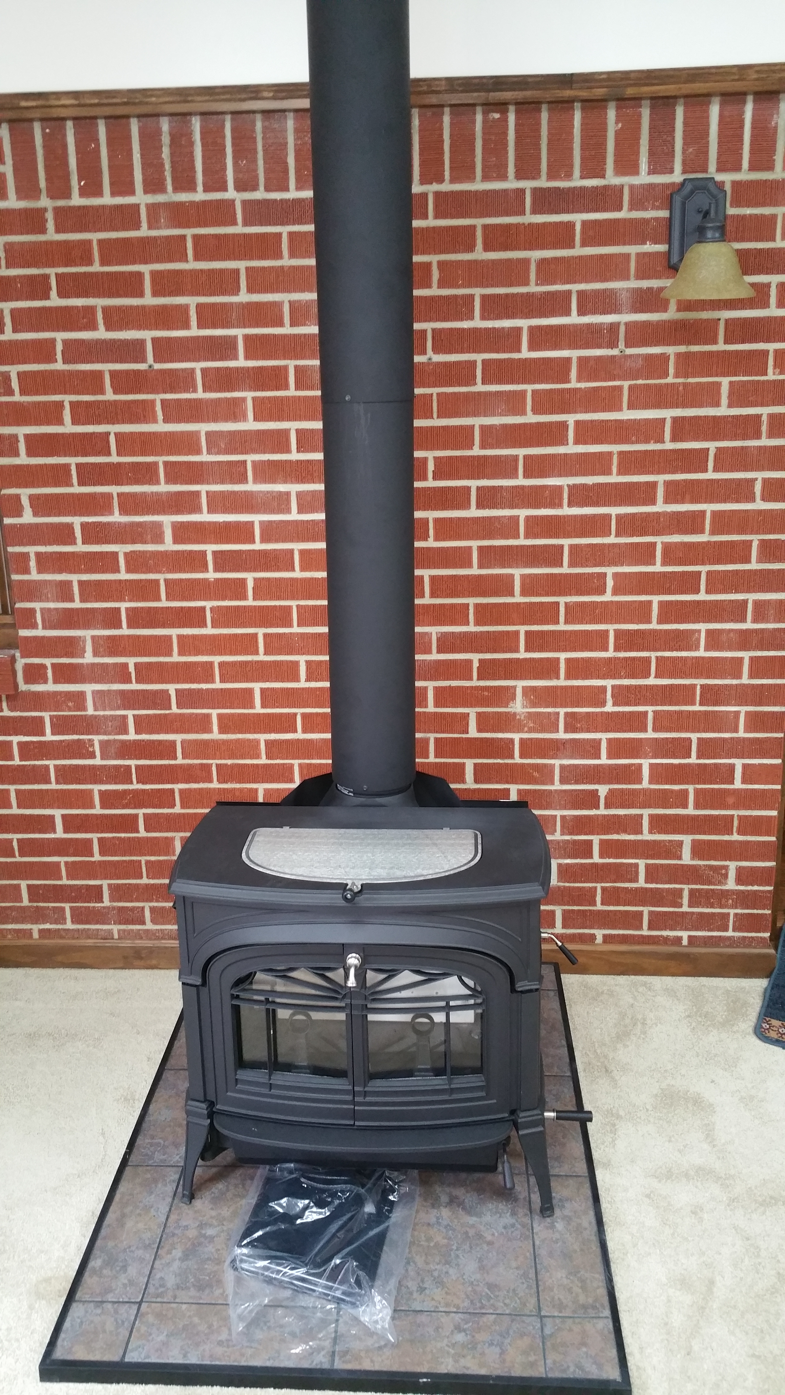 We installed the hearth stove and flue system in this photo