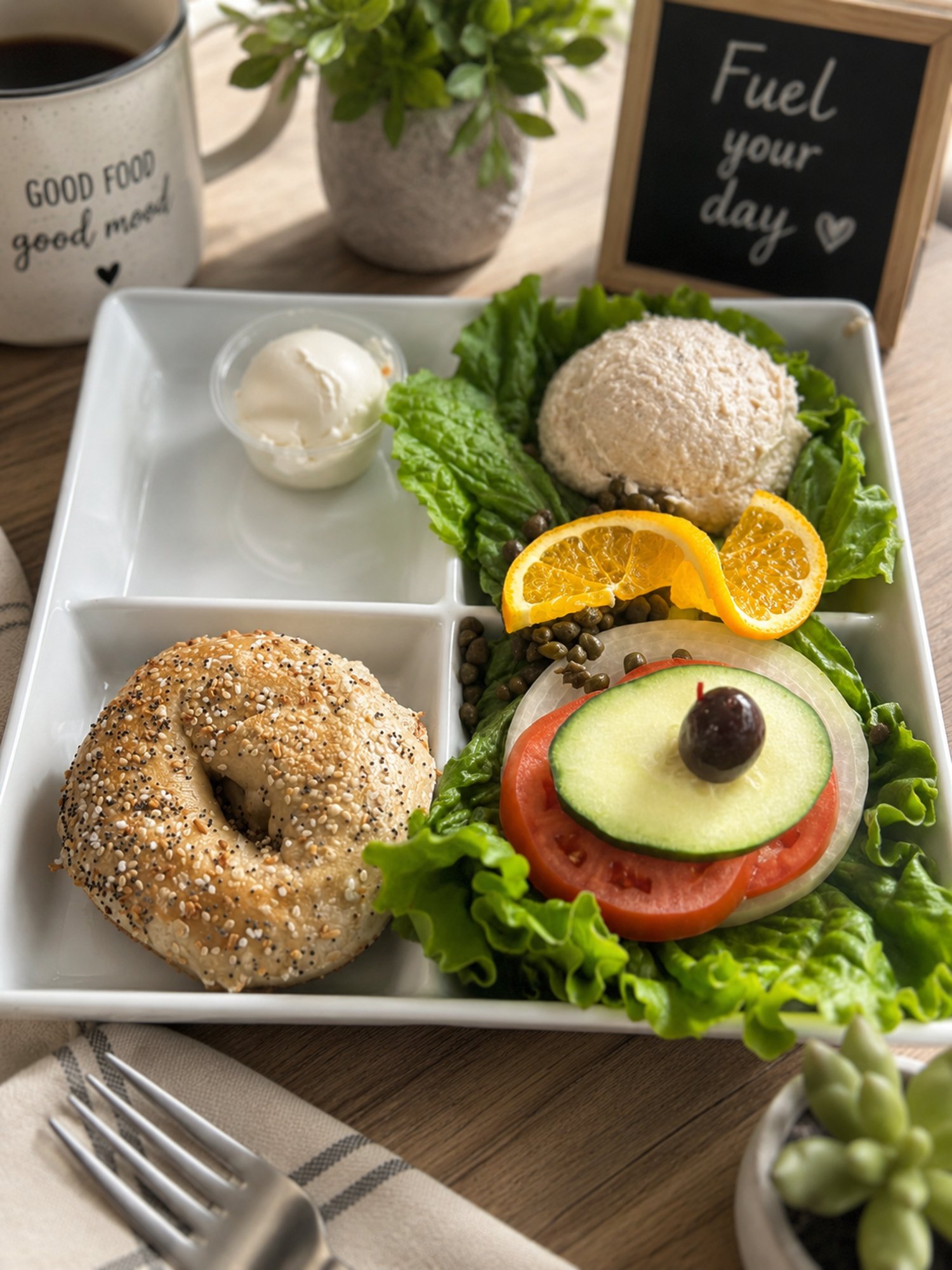 (I) Bagel, Cream Cheese, and Whitefish Salad